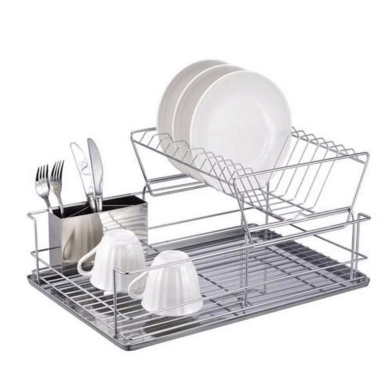 Better Chef 22 Inch Chrome 2 Tier Dish Rack Model DR-2201 with Cutlery Holder