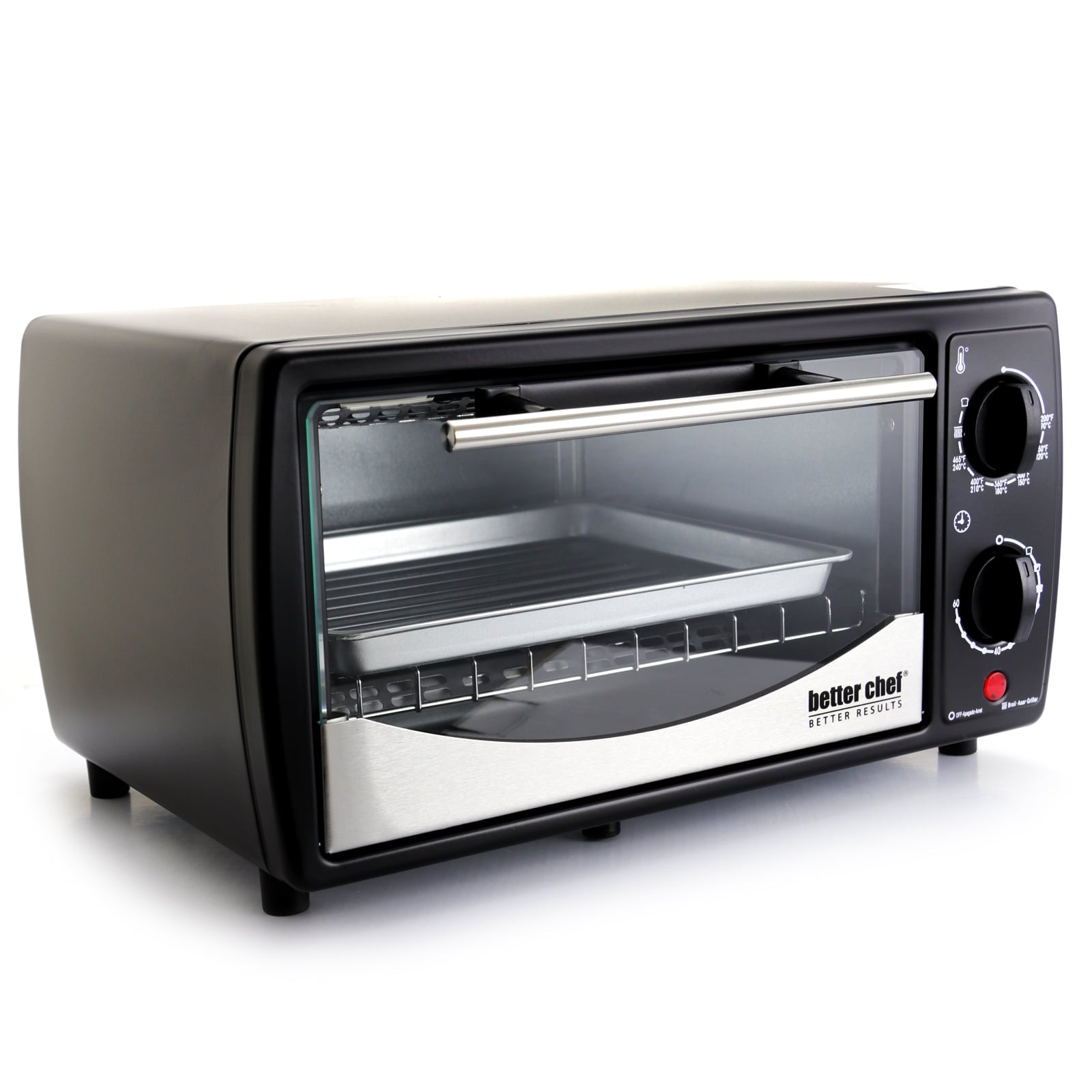 Better Chef Broiler Stainless Steel Front Toaster Oven, Black