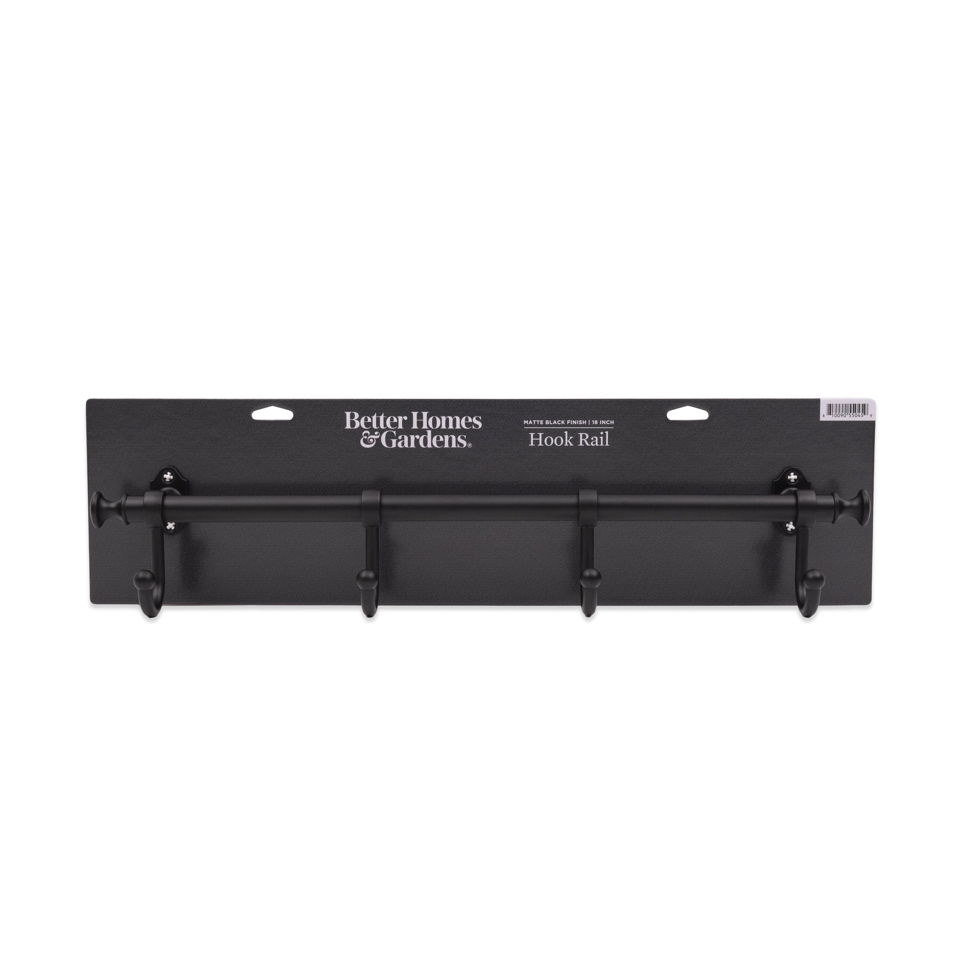 Better Homes & Gardens 18 in. Wall Mounted Metal Hook Rack, 4 Hooks, Matte Black