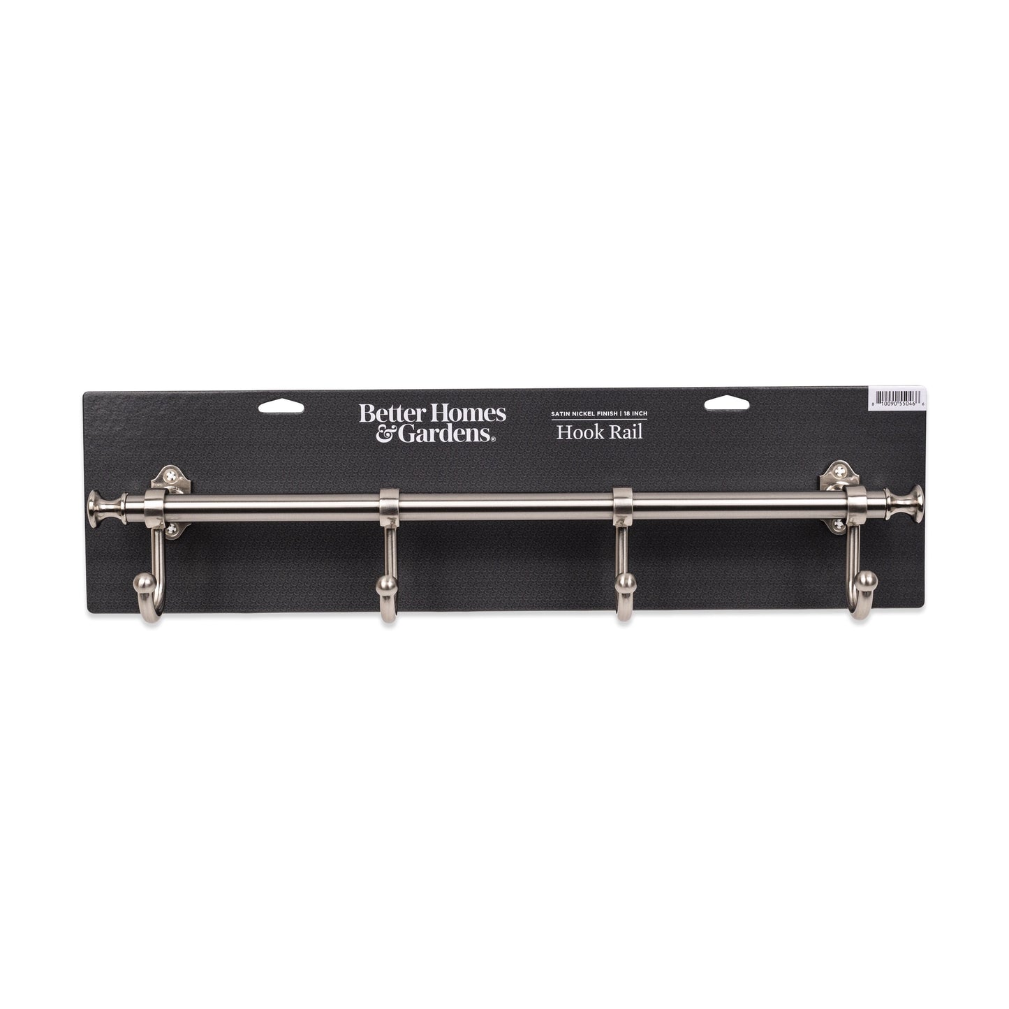 Better Homes & Gardens 18 in. Wall Mounted Metal Hook Rack, 4 Hooks, Satin Nickel