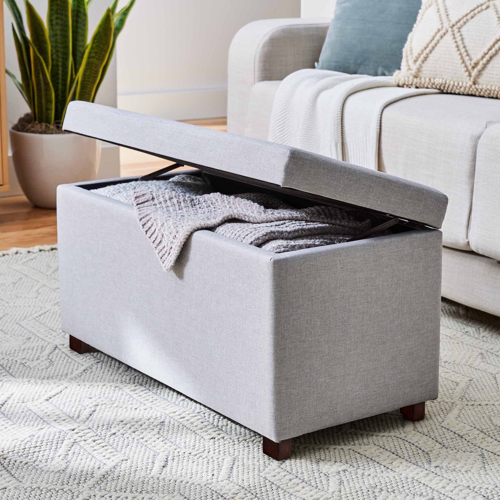 Better Homes & Gardens 30" Hinged Storage Ottoman, Gray