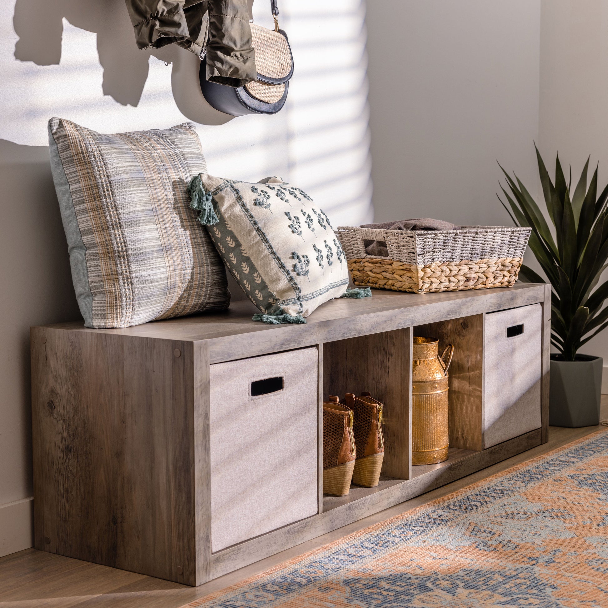 Better Homes & Gardens 4 Cube Vertical Storage Organizer, Rustic Gray