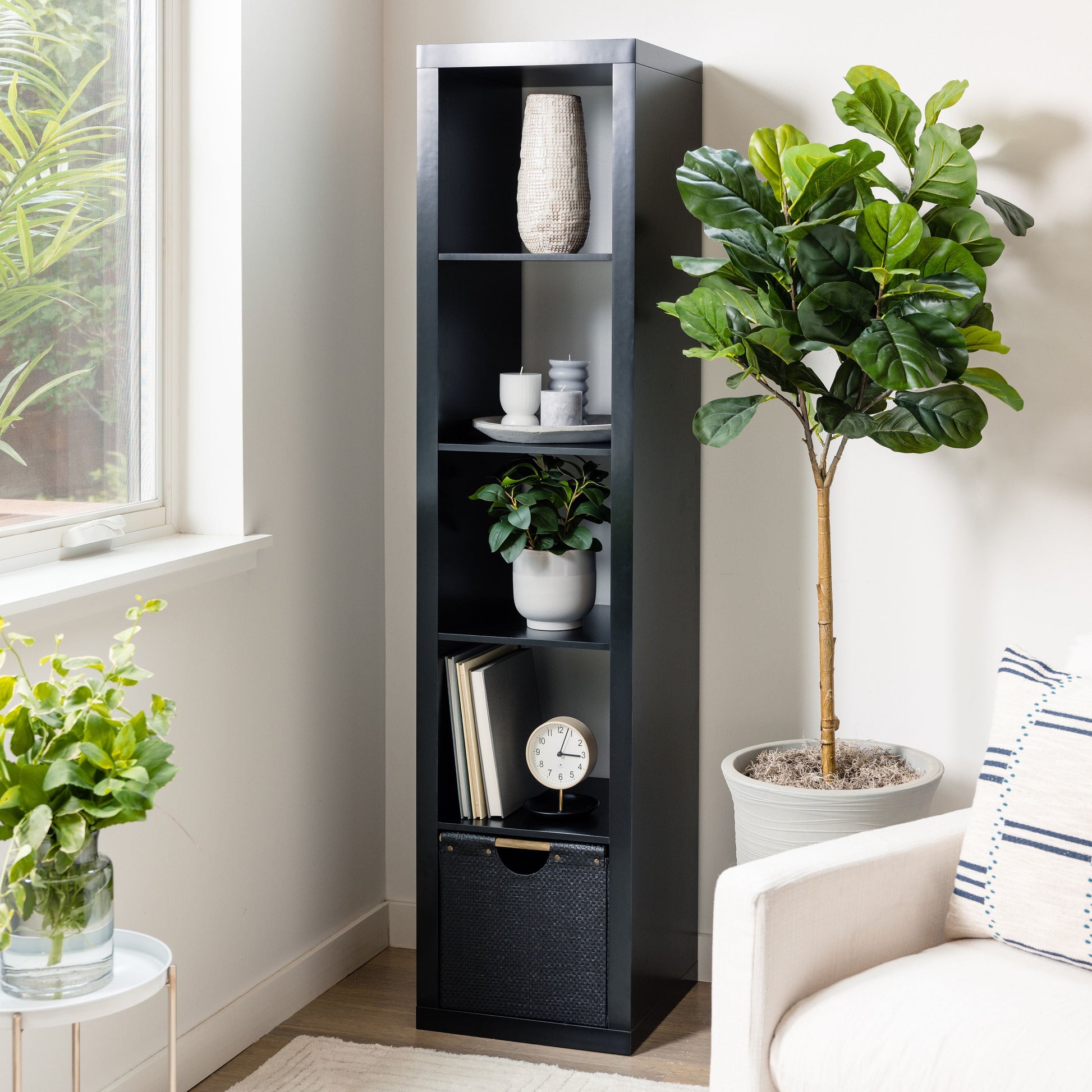 Better Homes & Gardens Organizador Vertical de Almacenamiento de 5 Cubos, Textura Blanca