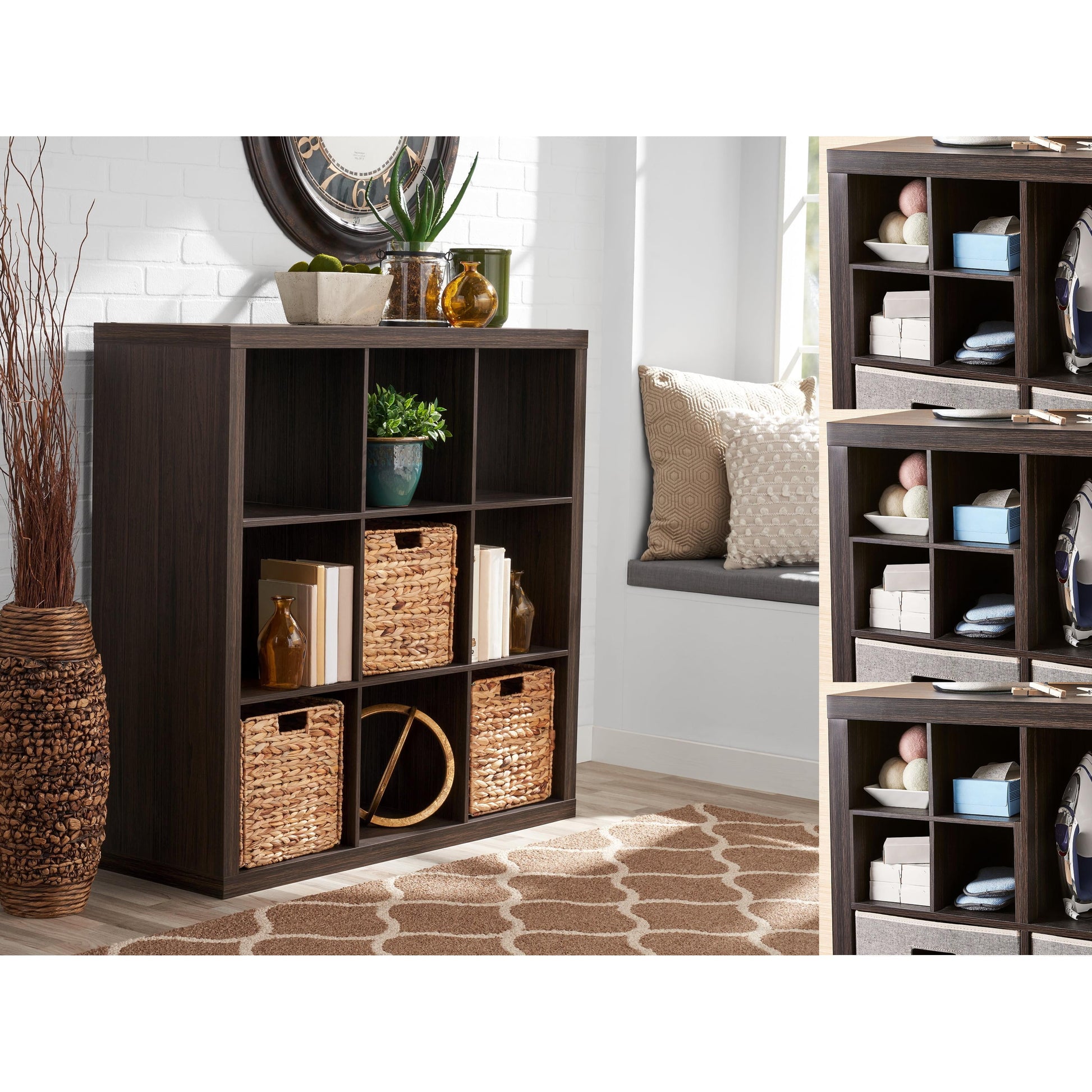 Better Homes & Gardens 9 Cube and 3 Better Homes & Gardens H Inserts Bundle-Tobacco Oak