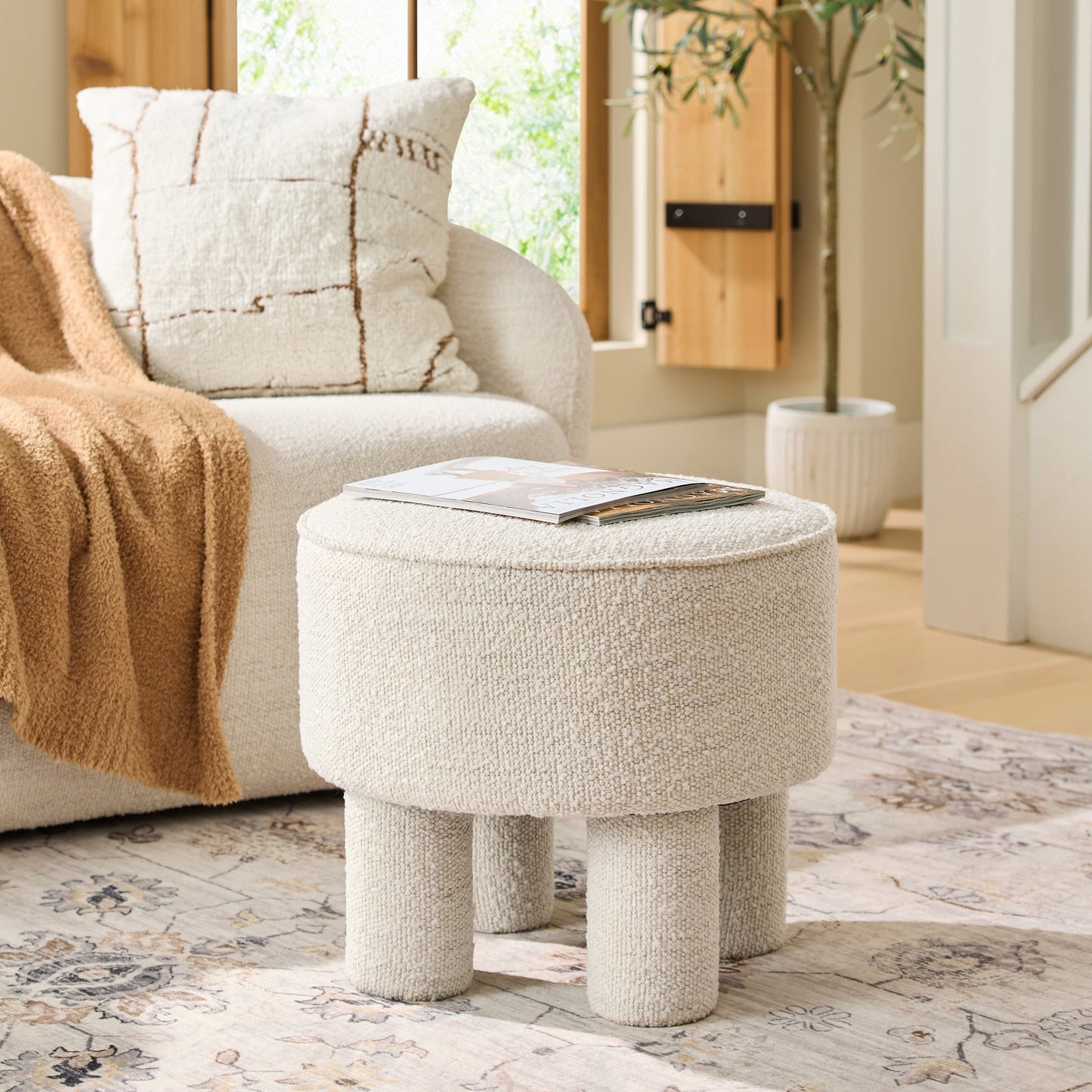 Better Homes & Gardens Adlin Ottoman, BouclÃ© Crema