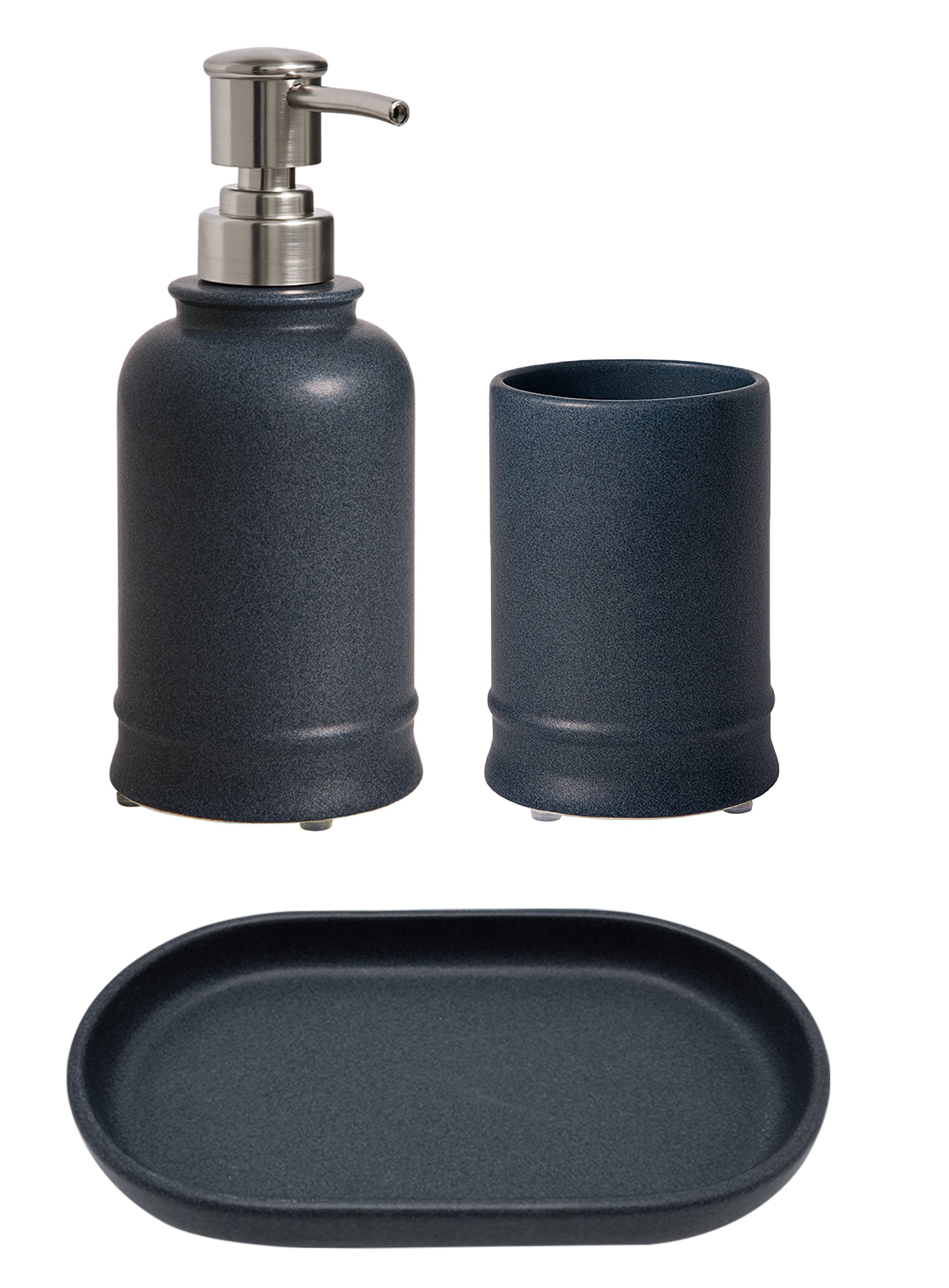 Better Homes & Gardens 3-Piece Ceramic Apothecary Bathroom Set, Blue