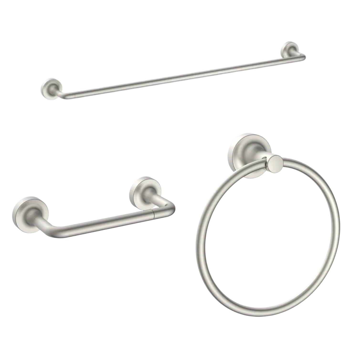 Better Homes & Gardens Clean Modern 3-Piece Bathroom Hardware Set, Satin Nickel â€“ Towel Bar, Robe Hook & Toilet Paper Holder
