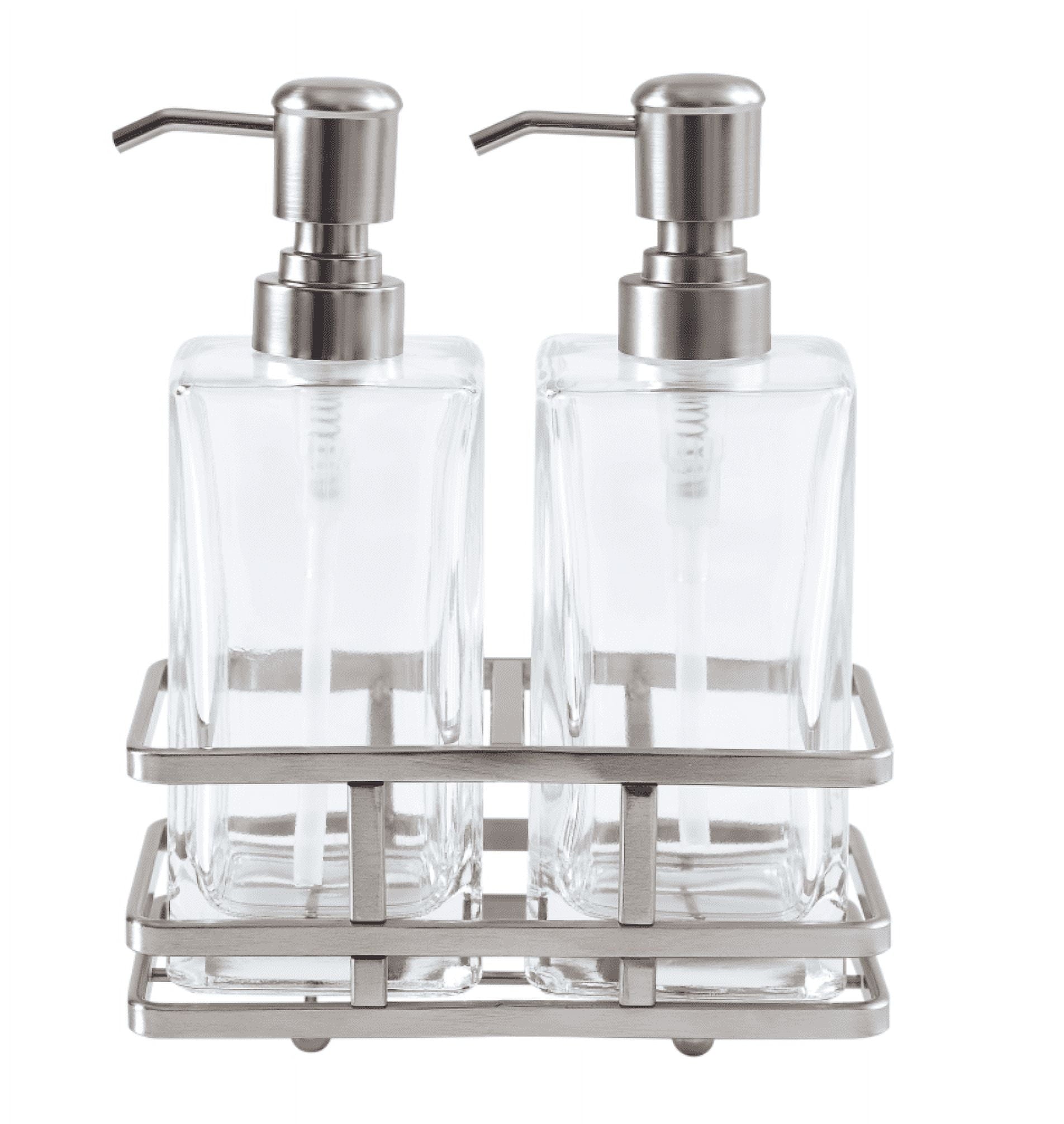 Better Homes & Gardens Clear Lotion Pump 2-Piece Set with Brushed Nickel Caddy