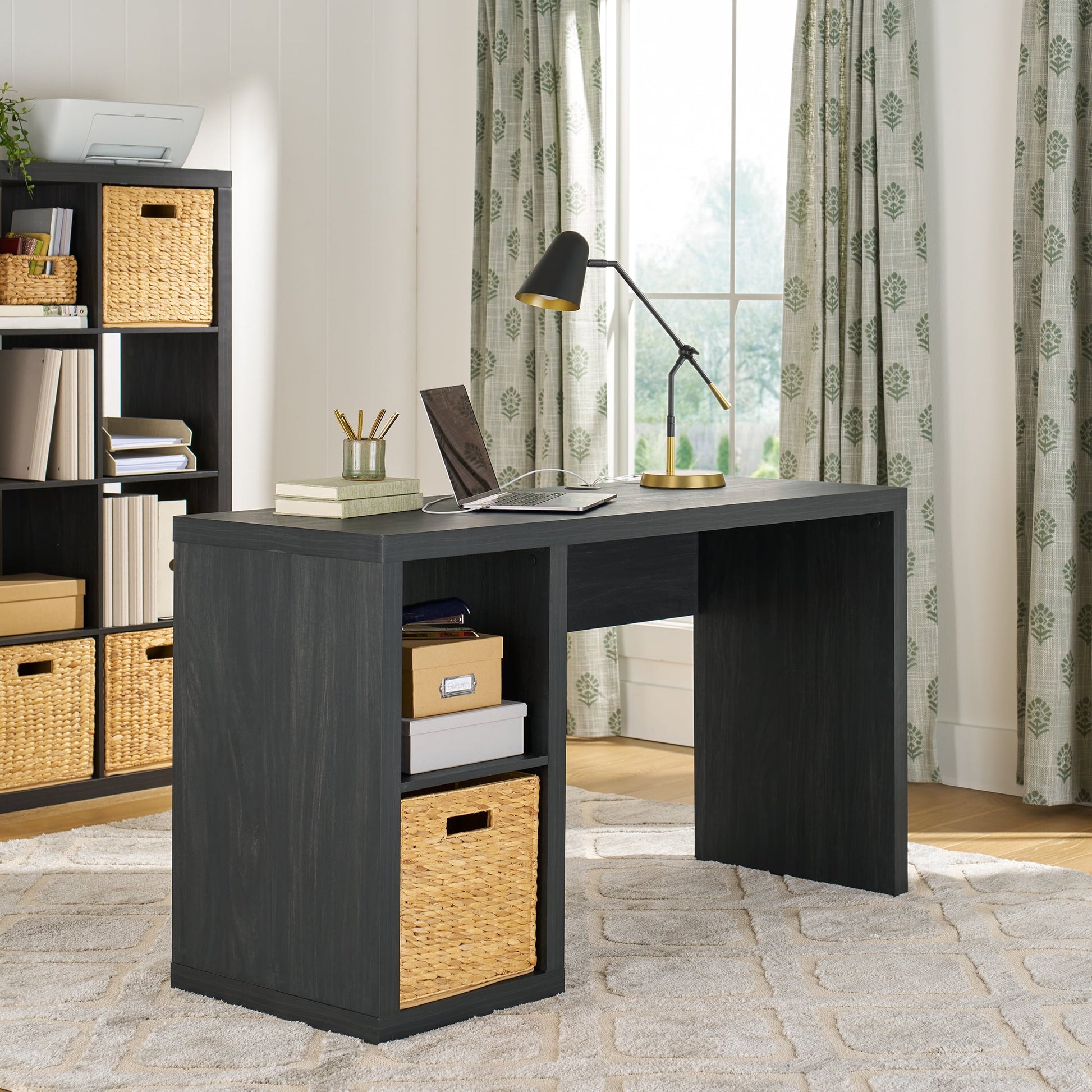 Better Homes & Gardens Cube Storage Office Desk, Charcoal