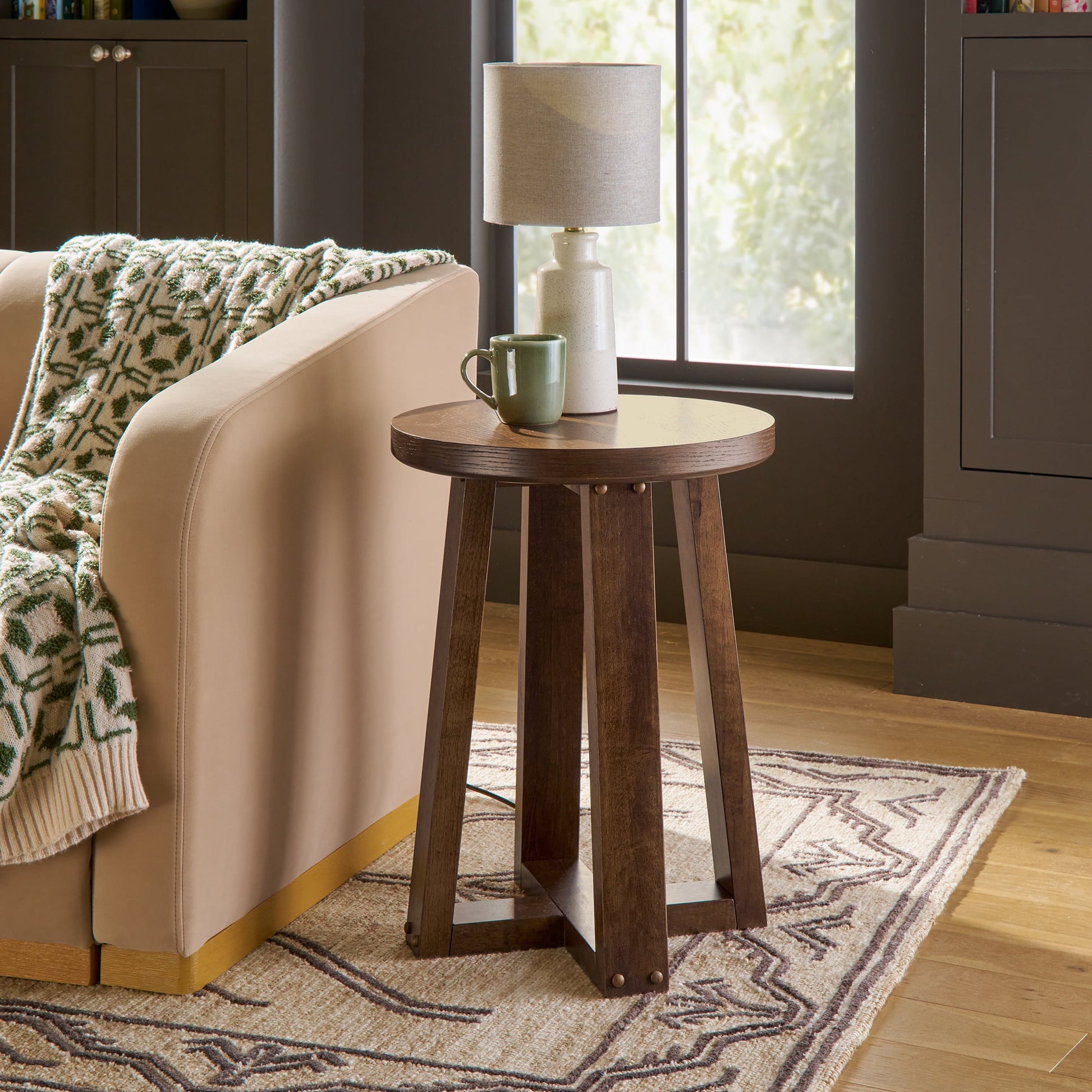 Better Homes & Gardens Ezra Round End Table, Walnut Finish