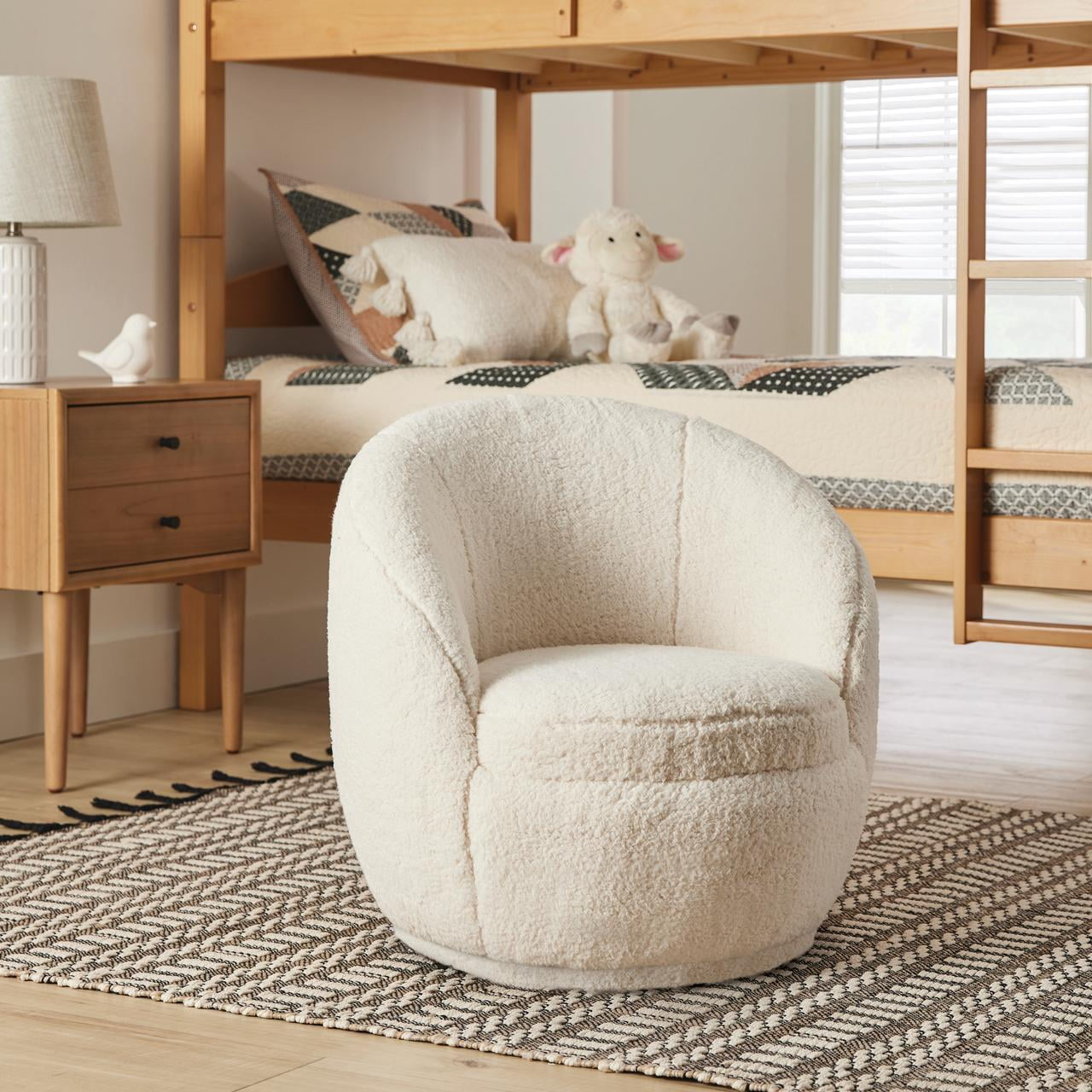 Better Homes & Gardens Mira Silla Giratoria para NiÃ±os, Piel SintÃ©tica Color Crema