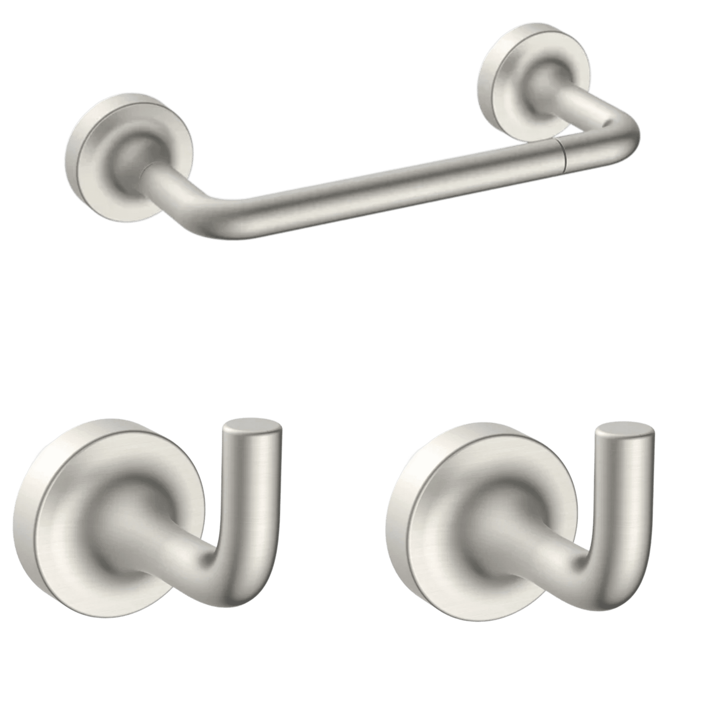 Better Homes & Gardens Modern Bathroom Hardware Set â€“ Satin Nickel Toilet Paper Holder & Robe Hook (3-Piece Wall Mount)