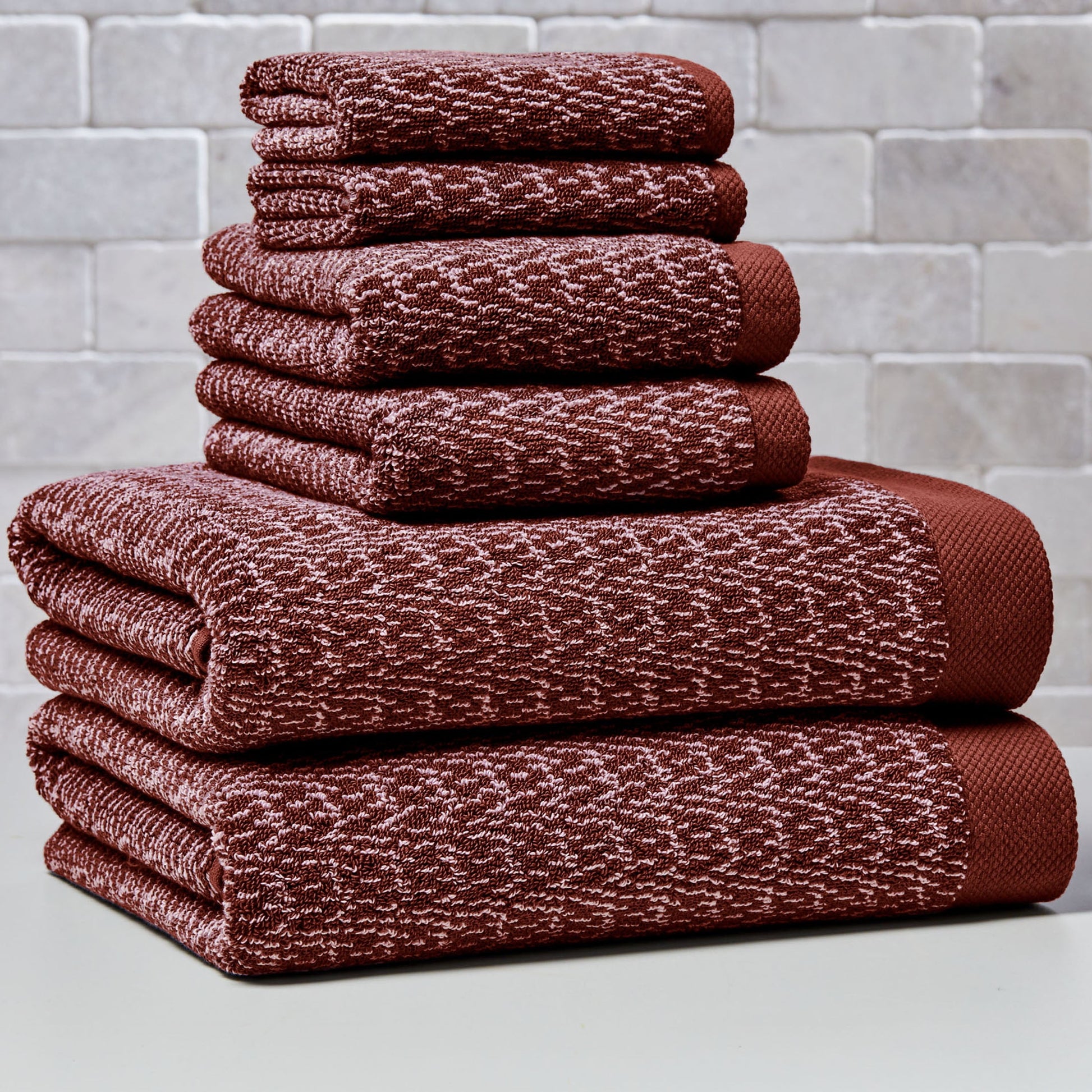 Better Homes & Gardens Signature Soft Cotton Melange 6 Piece Bath Towel Set,Deep Redwood