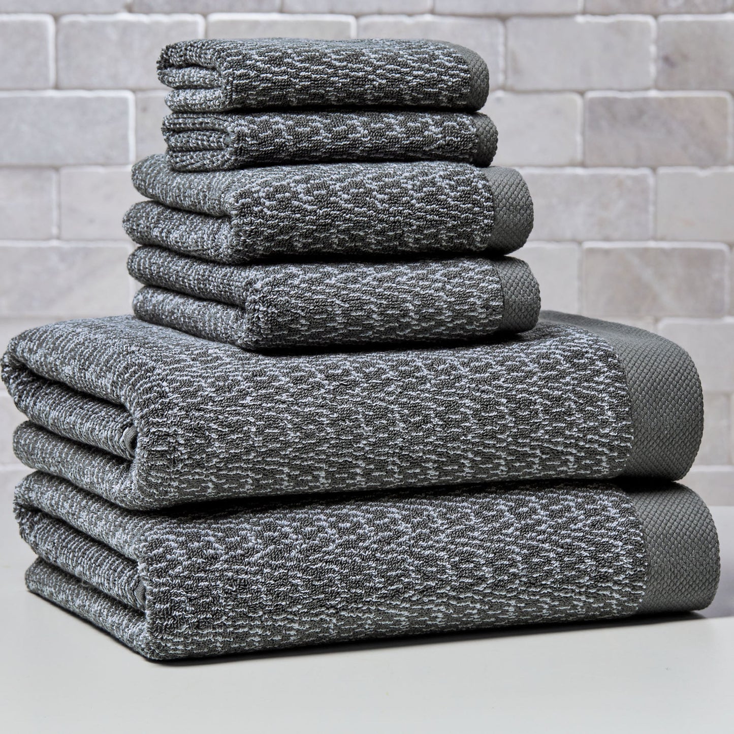 Better Homes & Gardens Signature Soft Cotton Melange 6 Piece Bath Towel Set,Gray Flannel