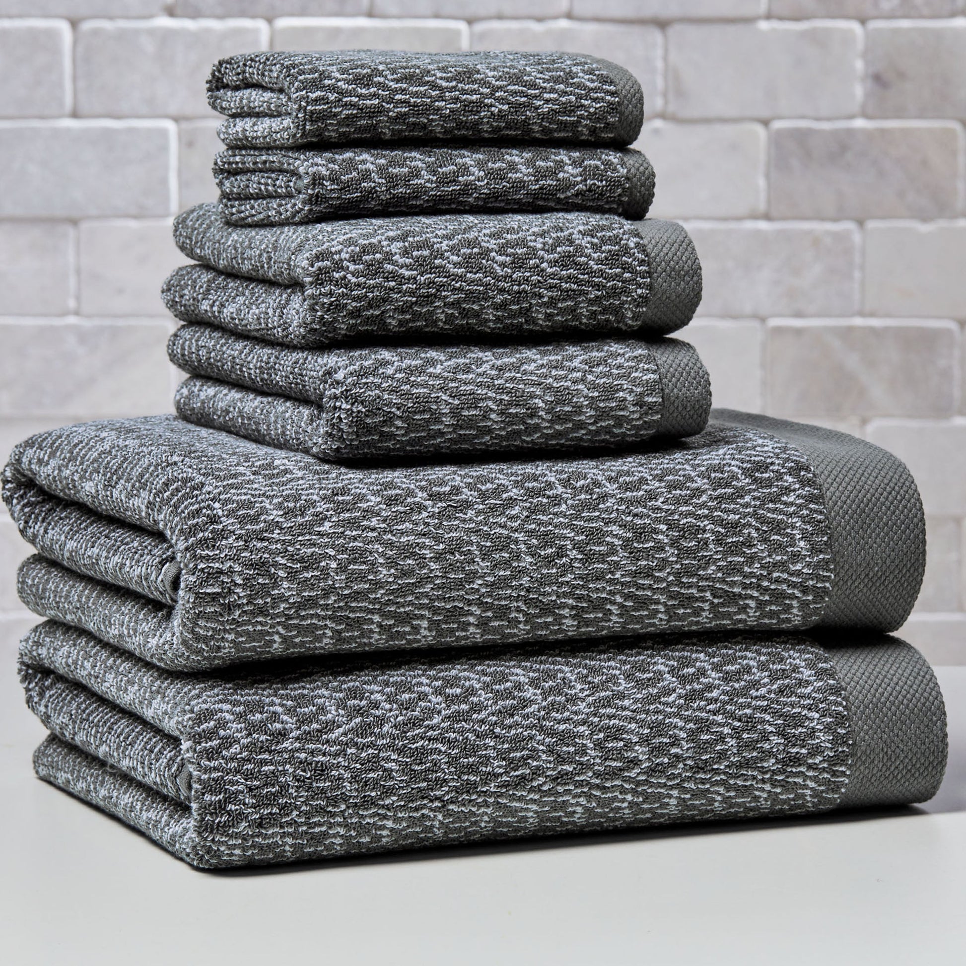 Better Homes & Gardens Signature Soft Cotton Melange 6 Piece Bath Towel Set,Gray Flannel