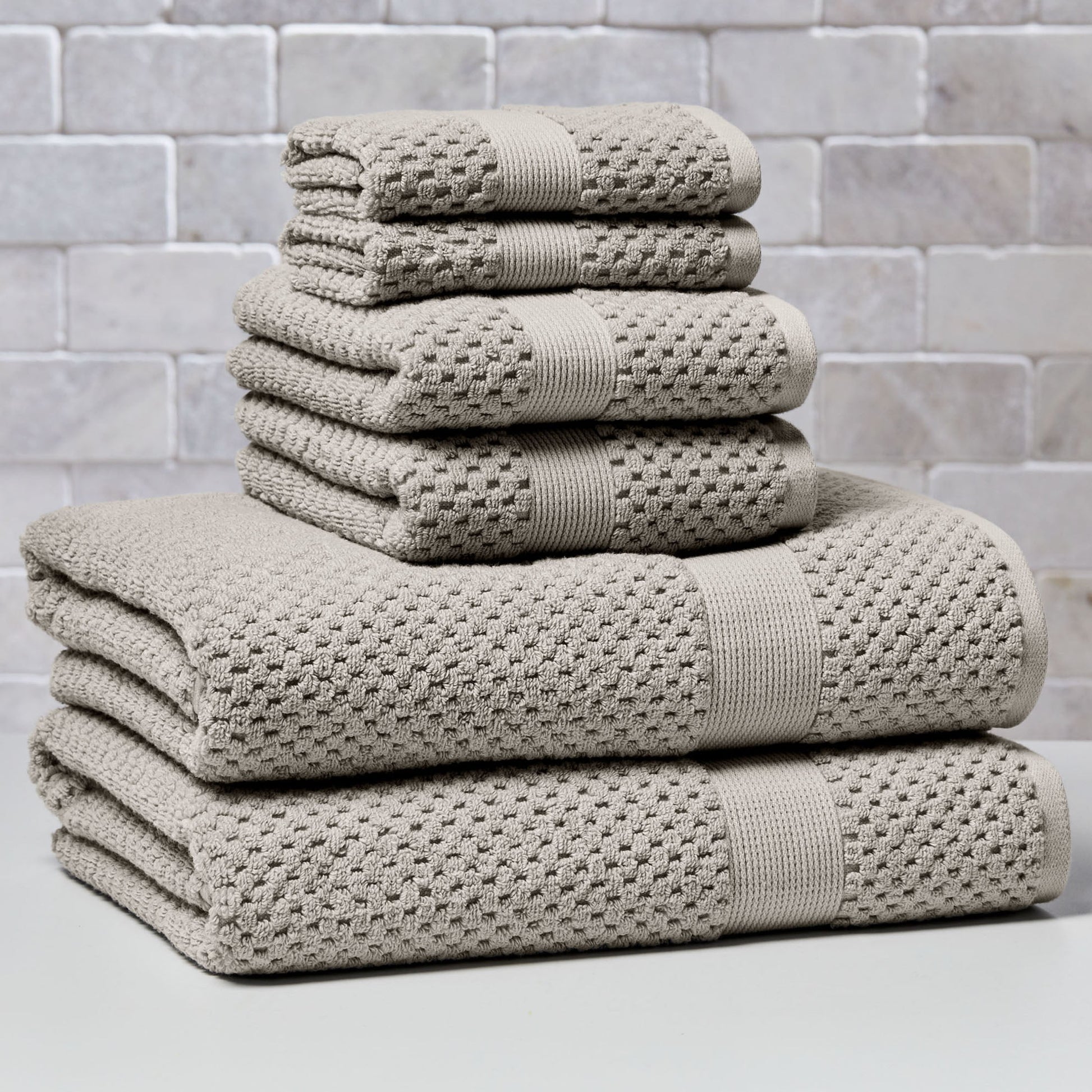 Better Homes & Gardens Signature Soft Juego de Toallas de BaÃ±o de 6 Piezas con Textura de Palomitas de MaÃ­z de AlgodÃ³n, Almendra