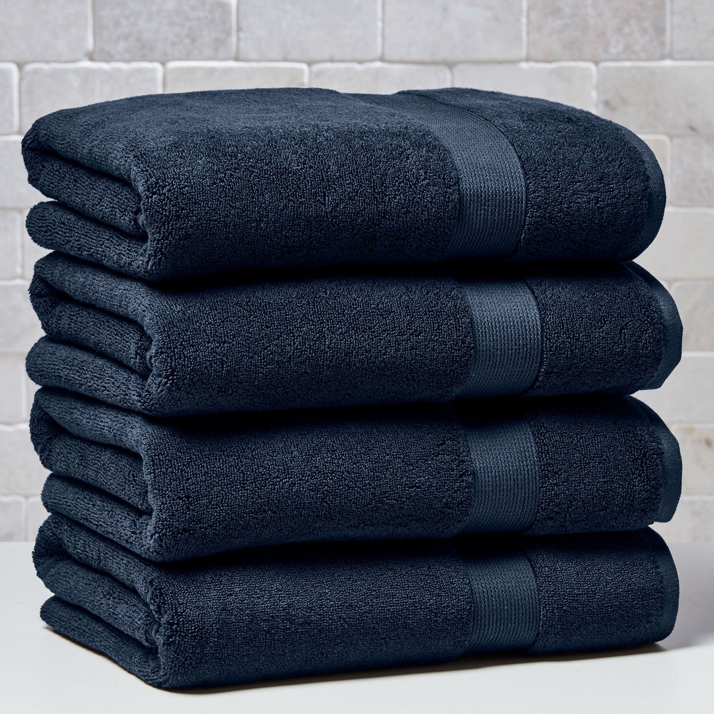 Better Homes & Gardens Signature Soft Solid Cotton 4 Piece Bath Bath Towel Set,Blue Admiral