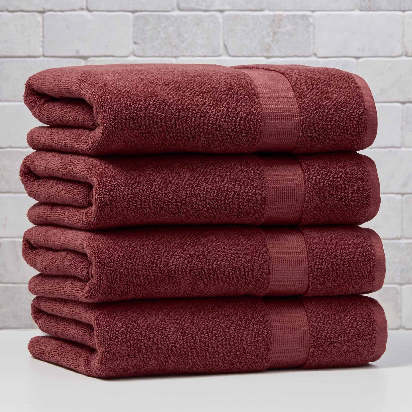 Better Homes & Gardens Signature Soft Solid Cotton 4 Piece Bath Bath Towel Set,Deep Redwood