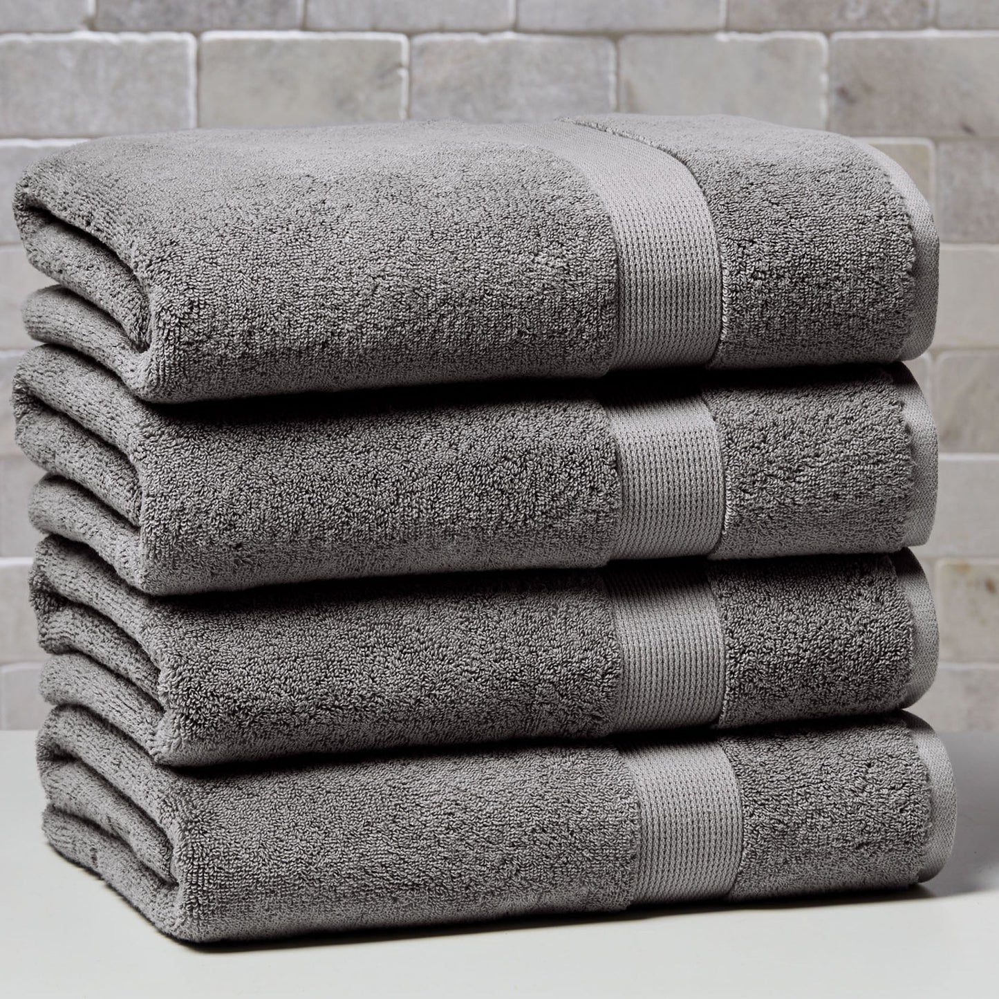 Better Homes & Gardens Signature Soft Solid Cotton 4 Piece Bath Bath Towel Set,Grey Flannel