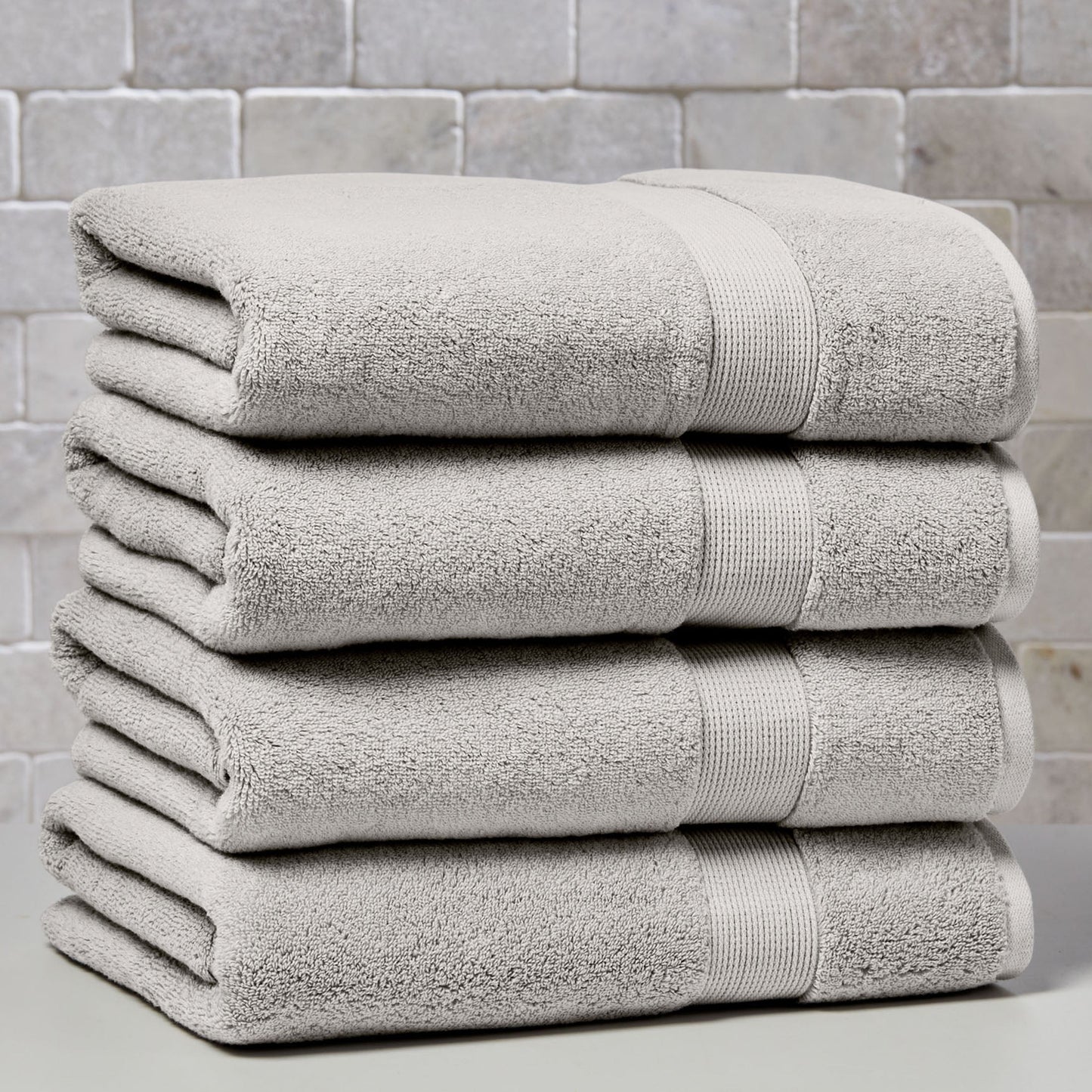 Better Homes & Gardens Signature Soft Solid Cotton 4 Piece Bath Bath Towel Set,Soft Silver