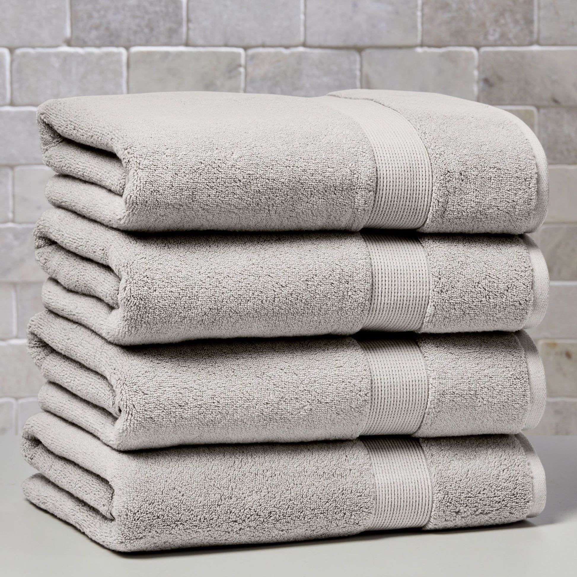 Better Homes & Gardens Signature Soft Solid Cotton 4 Piece Bath Bath Towel Set,Soft Silver