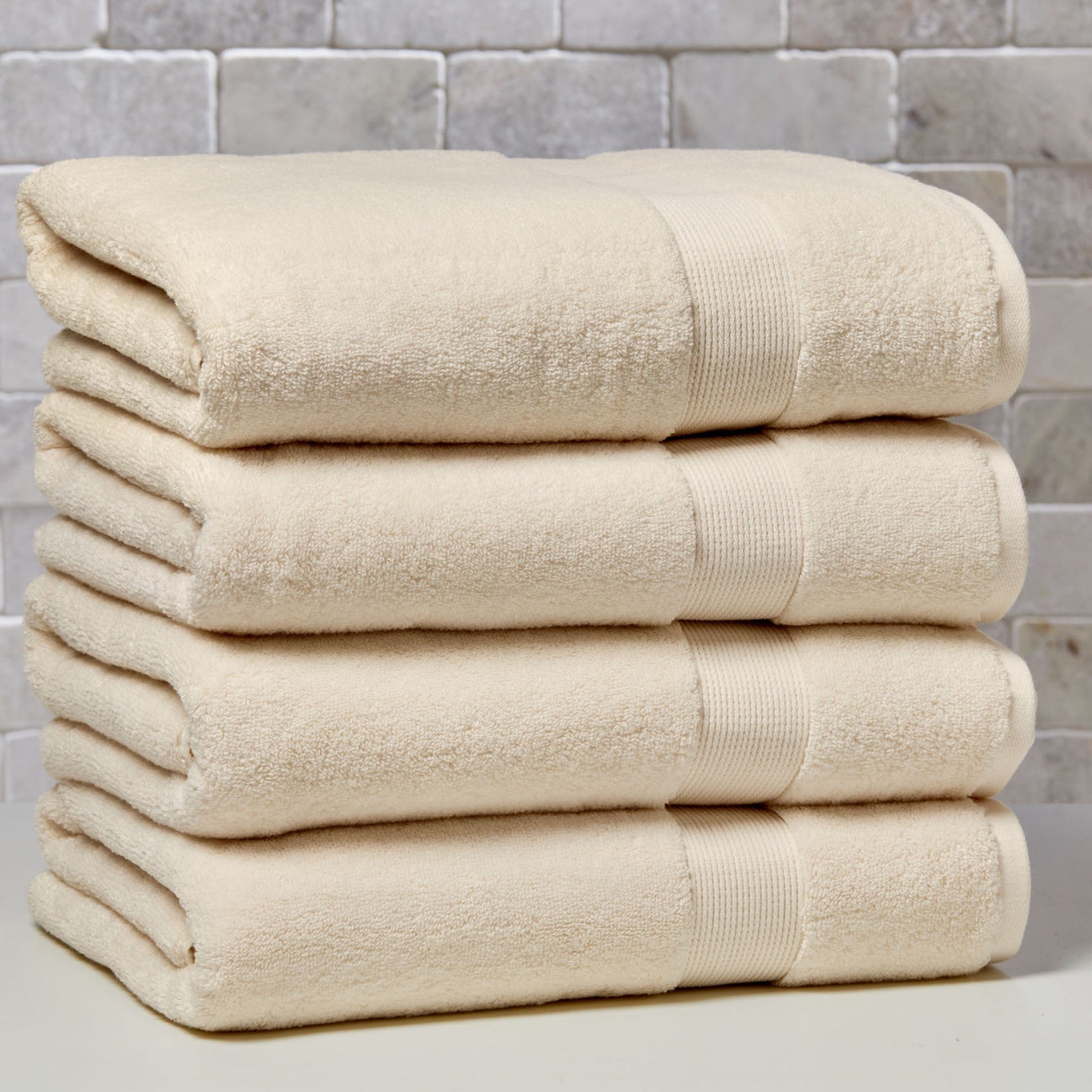 Better Homes & Gardens Signature Soft Solid Cotton 4 Piece Bath Bath Towel Set,Vanilla Dream
