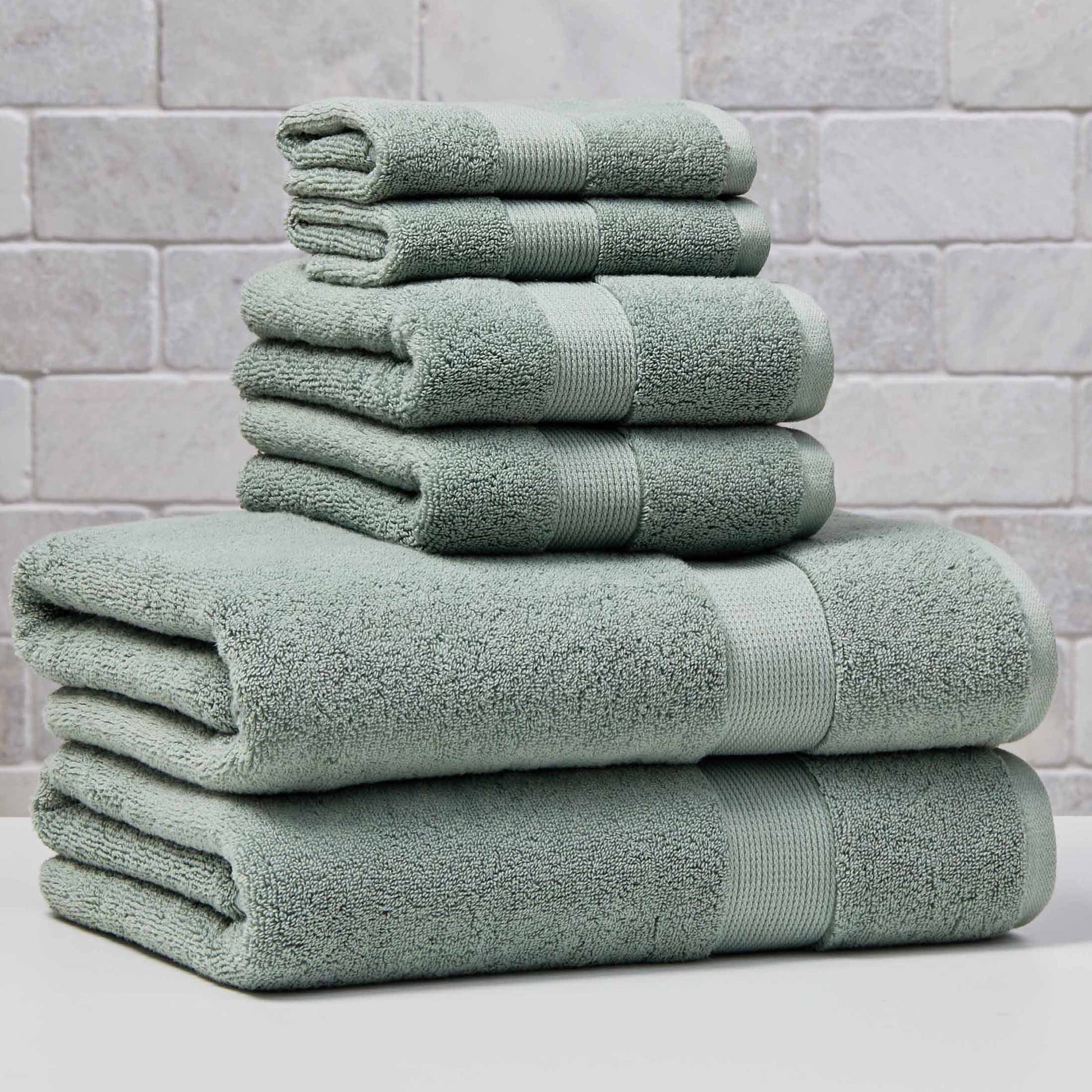 Better Homes & Gardens Signature Soft Solid Cotton 6 Piece Bath Towel Set,Green River