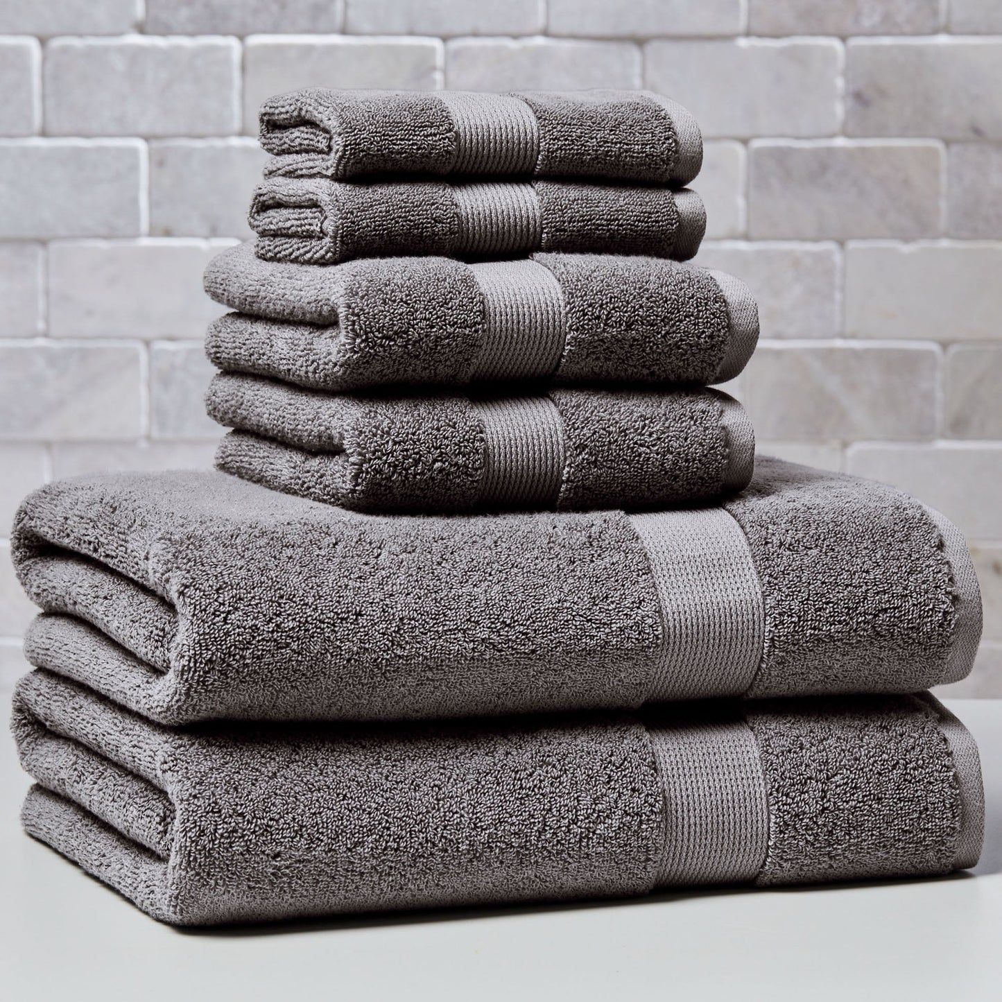 Better Homes & Gardens Signature Soft Solid Cotton 6 Piece Bath Towel Set,Grey Flannel