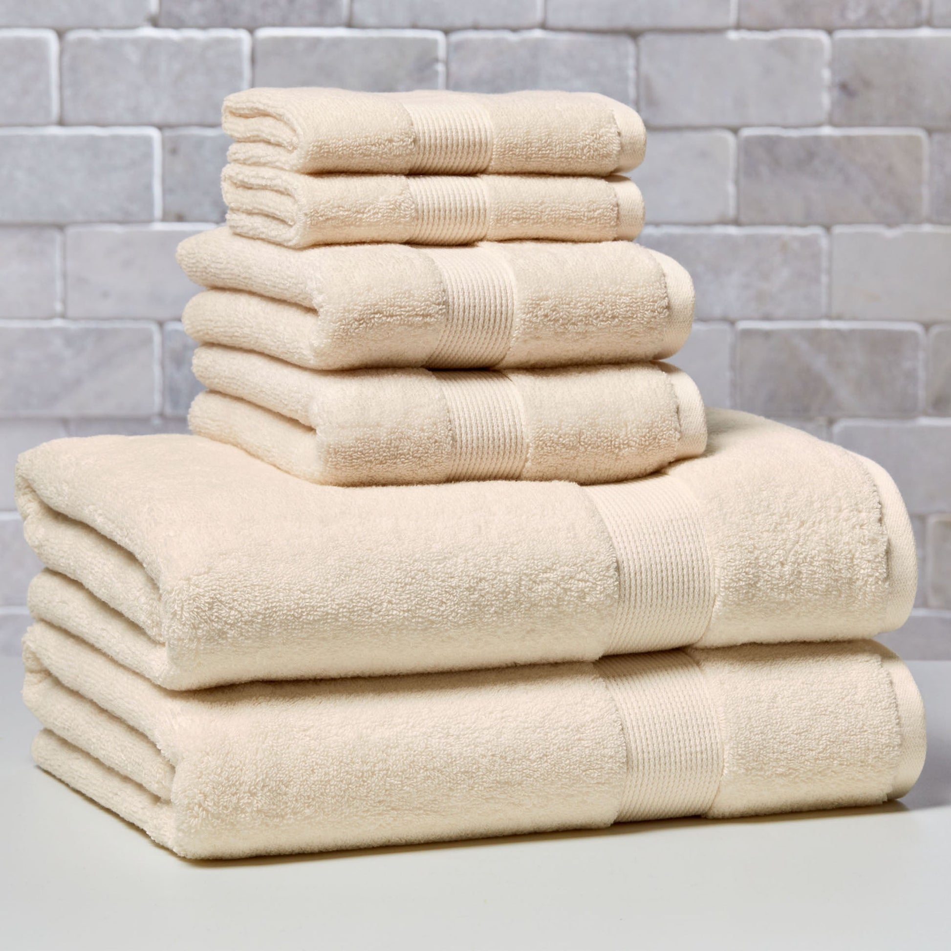 Better Homes & Gardens Signature Soft Solid Cotton 6 Piece Bath Towel Set,Vanilla Dream