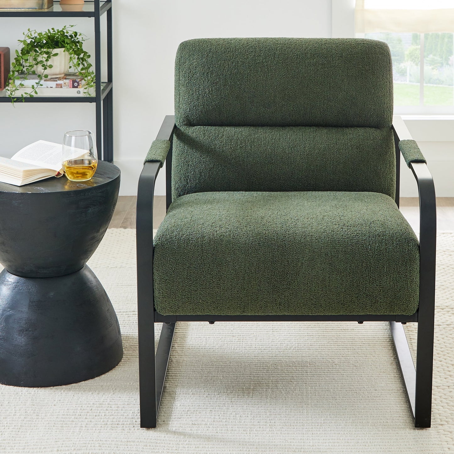 Better Homes & Gardens Wyatt Accent Chair, Olive Green BouclÃ©