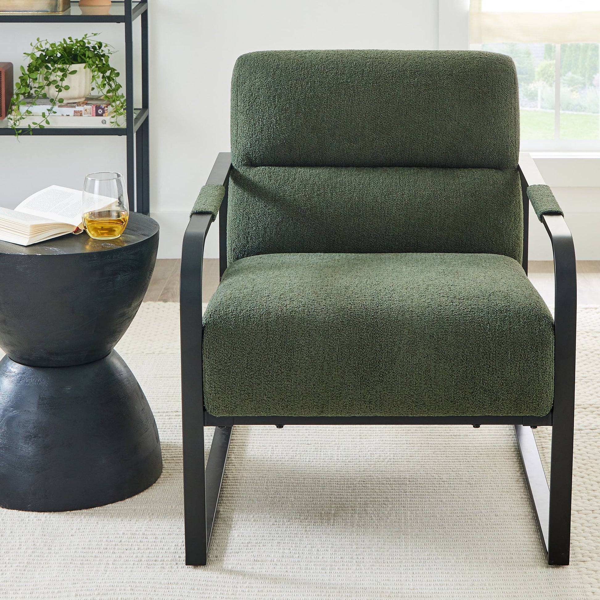 Better Homes & Gardens Wyatt Accent Chair, Olive Green BouclÃ©