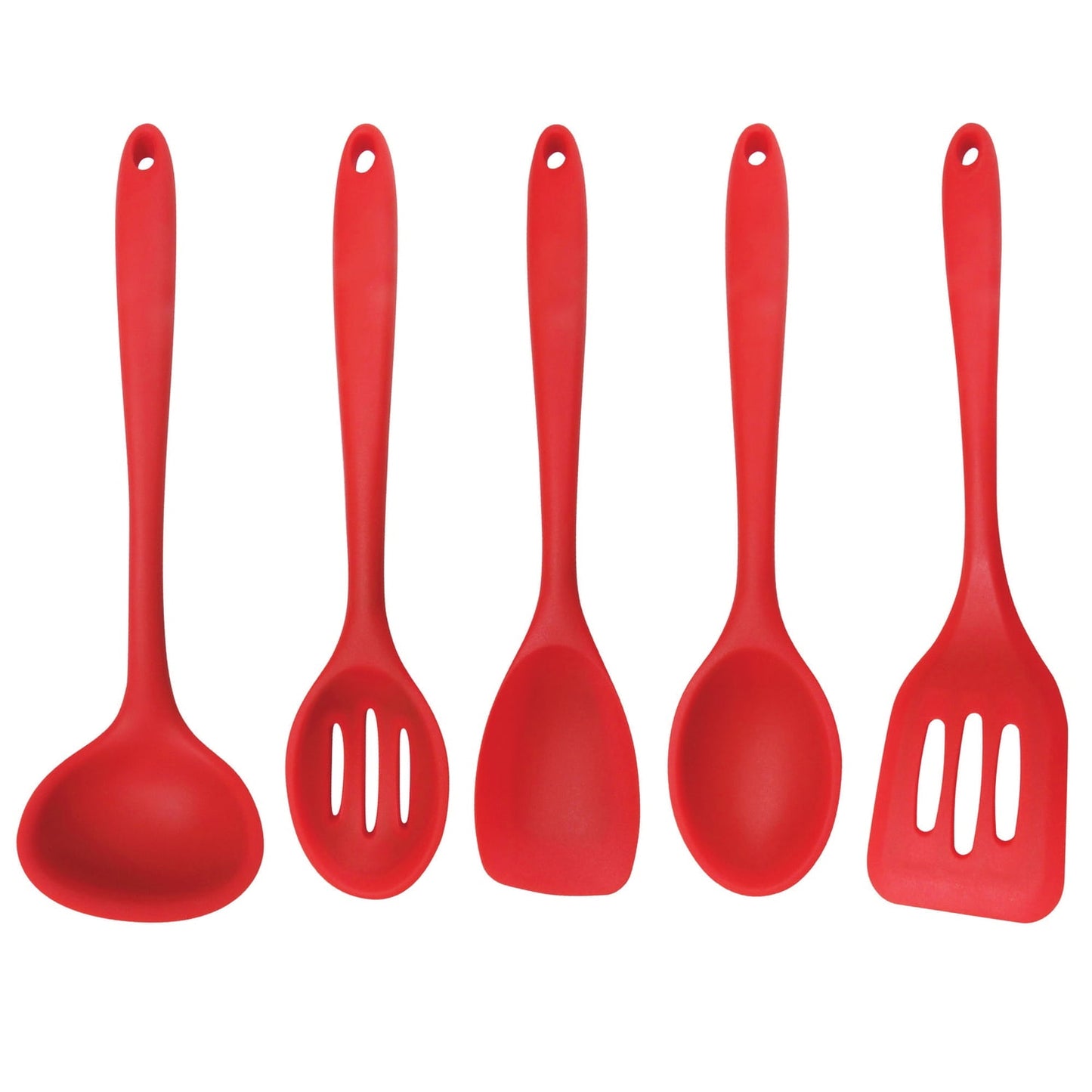 Better Houseware 3500/R 5-Piece Silicone Cooking Utensils, Red, 5 Spatulas