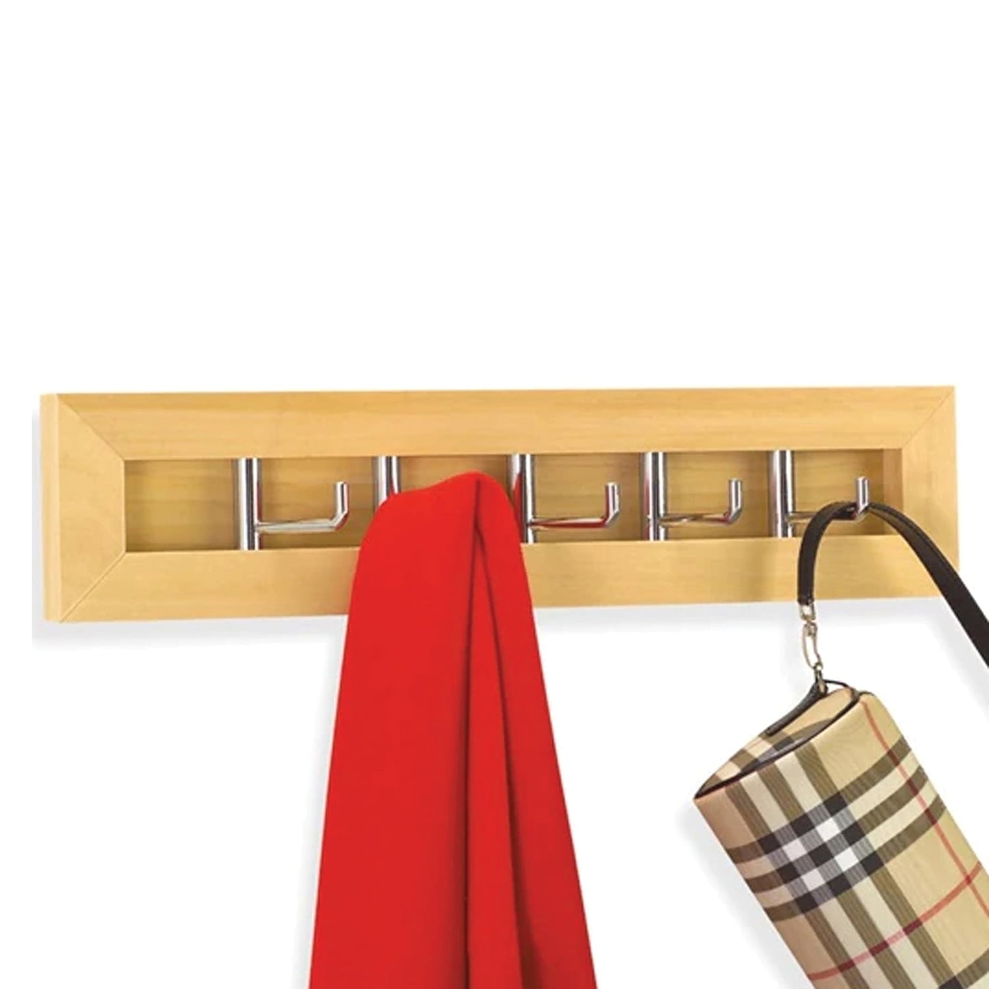 Better Houseware 4865 Milano Hook Horizontal Rack, Chrome/Natural Wood
