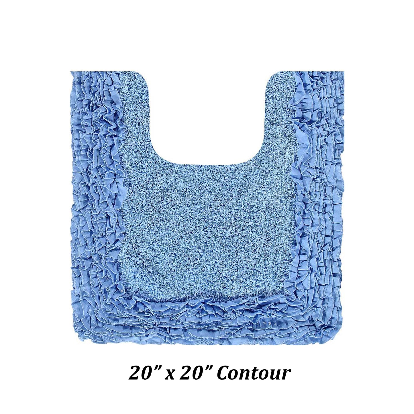 Better Trends Tapete de Inodoro en Forma de U de 20" x 20", Tapete de BaÃ±o 100% AlgodÃ³n, Tapete Contorneado, Absorbente de Agua, Tapete de BaÃ±o Antideslizante, Lavable a MÃ¡quina, ColecciÃ³n de Borde Peludo Azul