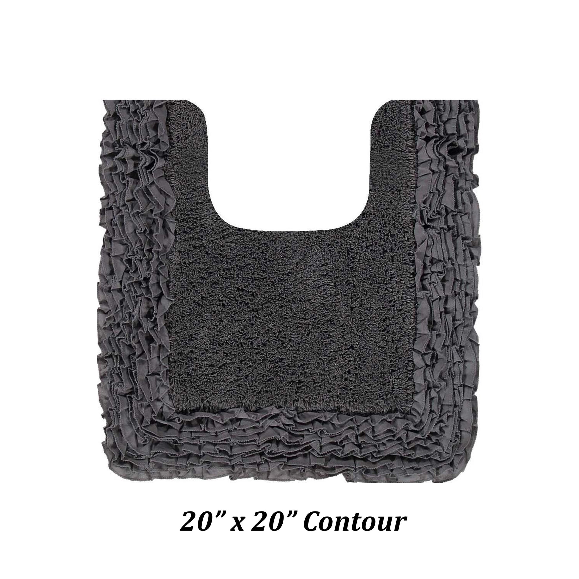 Better Trends 20" x 20" U-Shape Toilet Rug, 100% Cotton Bathroom Rug, Contour Mat, Water Absorbent, Non-Slip Bath Mat, Machine Washable, Gray Shaggy Border Collection