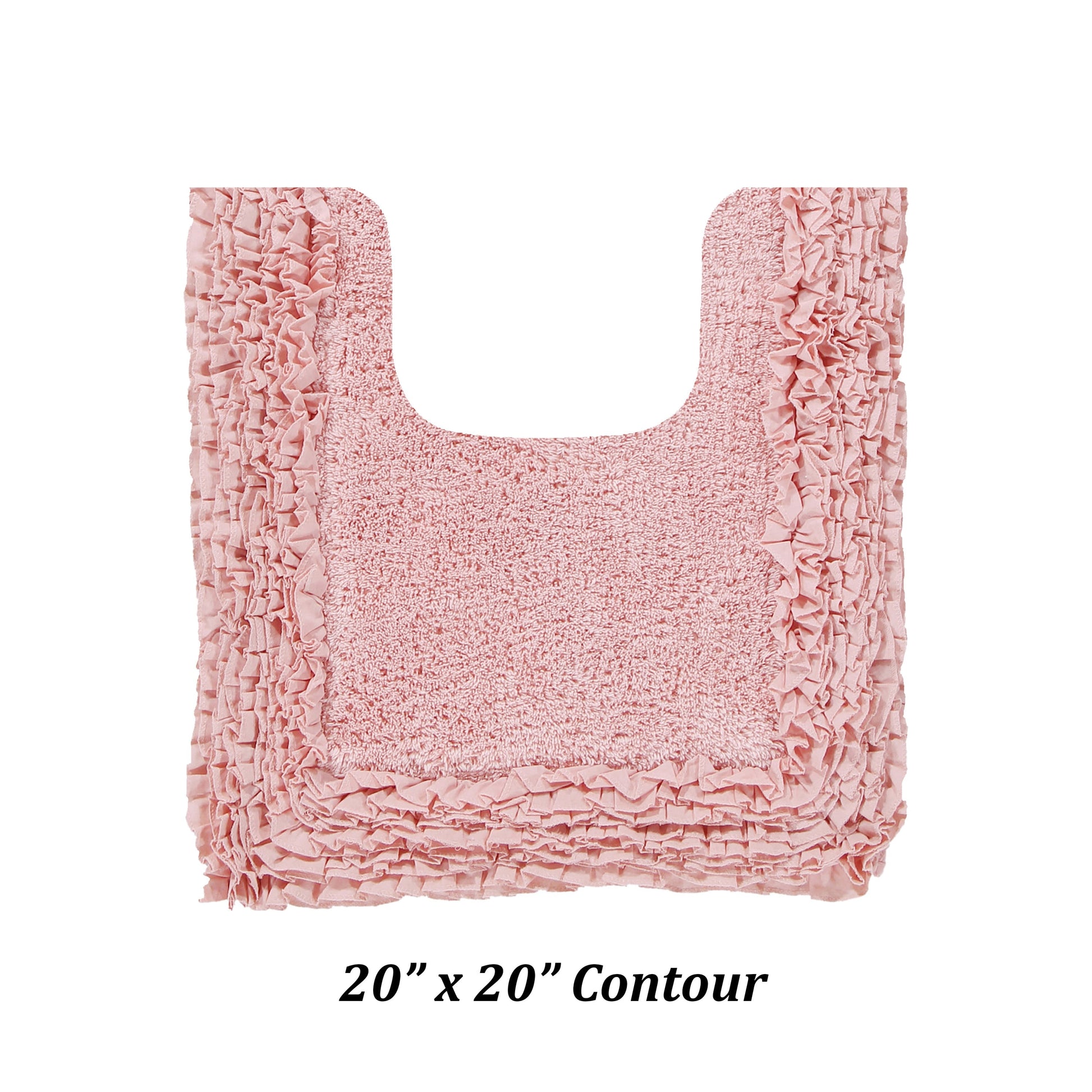 Better Trends 20" x 20" U-Shape Toilet Rug, 100% Cotton Bathroom Rug, Contour Mat, Water Absorbent, Non-Slip Bath Mat, Machine Washable, Pink Shaggy Border Collection
