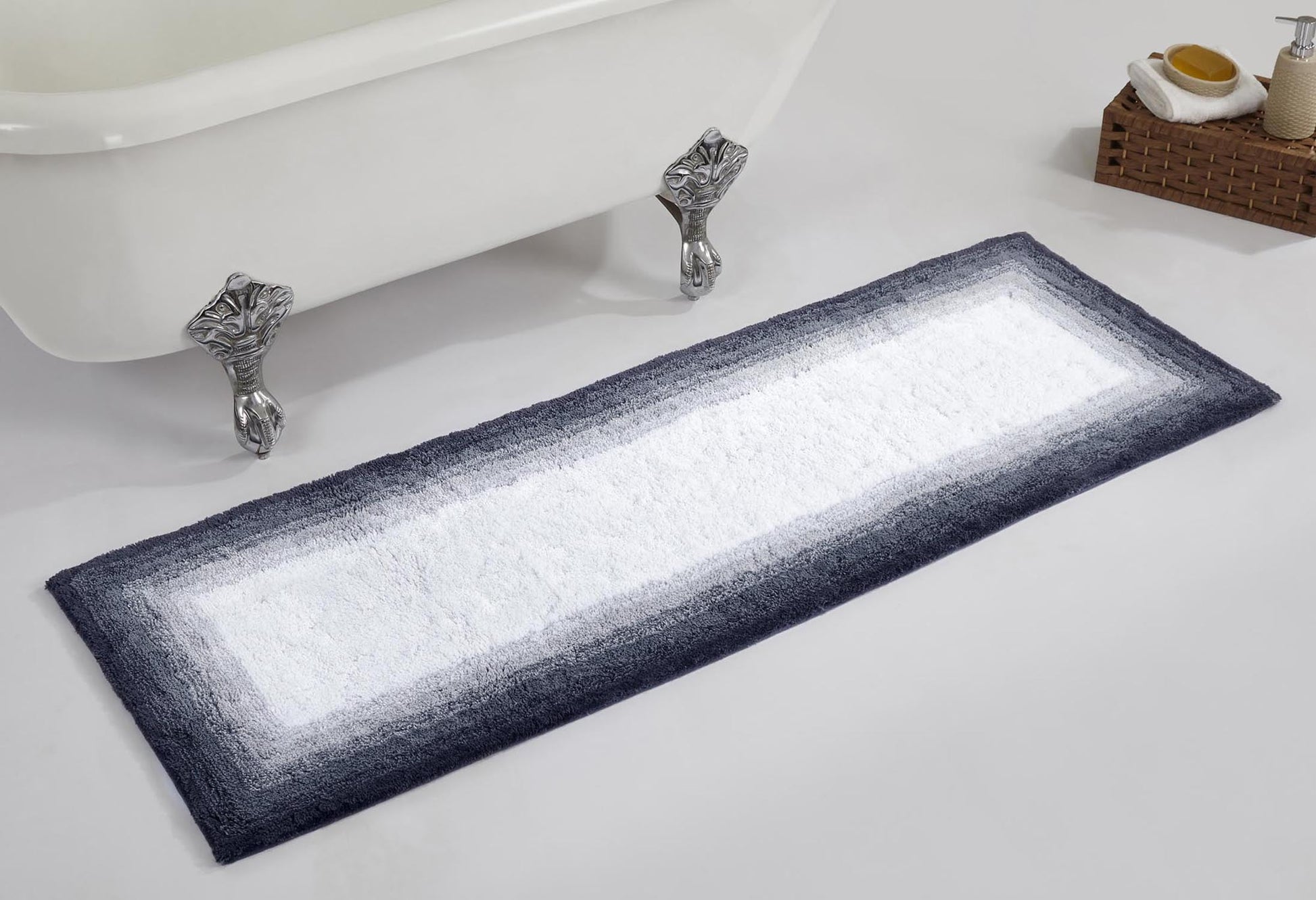 Better Trends 20" x 60" Bathroom Runner Mat 100% Cotton, Extra Soft Tufted Bath Rug, Water Absorbent & Non Slip Bath Mat, Gray Torrent Collection