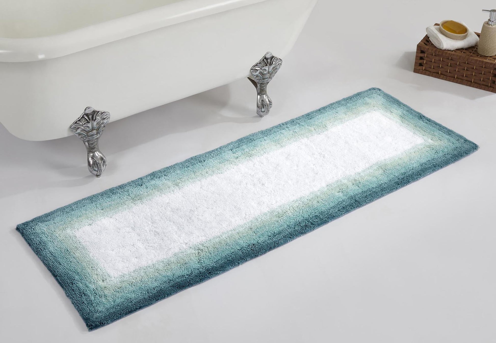 Better Trends 20" x 60" Bathroom Runner Mat 100% Cotton, Extra Soft Tufted Bath Rug, Water Absorbent & Non Slip Bath Mat, Turquoise Torrent Collection