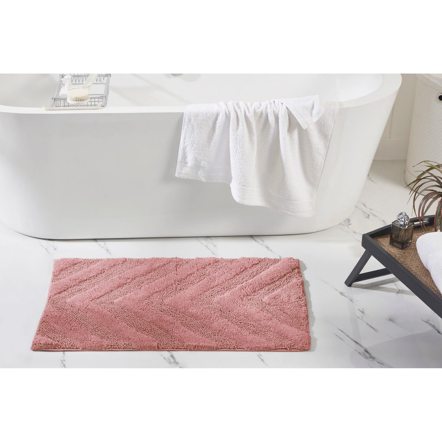 Better Trends Tapetes de BaÃ±o de 21" x 34" 100% AlgodÃ³n Suaves Absorbentes de Agua Antideslizantes Tapete de BaÃ±o Lavable a MÃ¡quina Tapete (Rosa) ColecciÃ³n Hugo