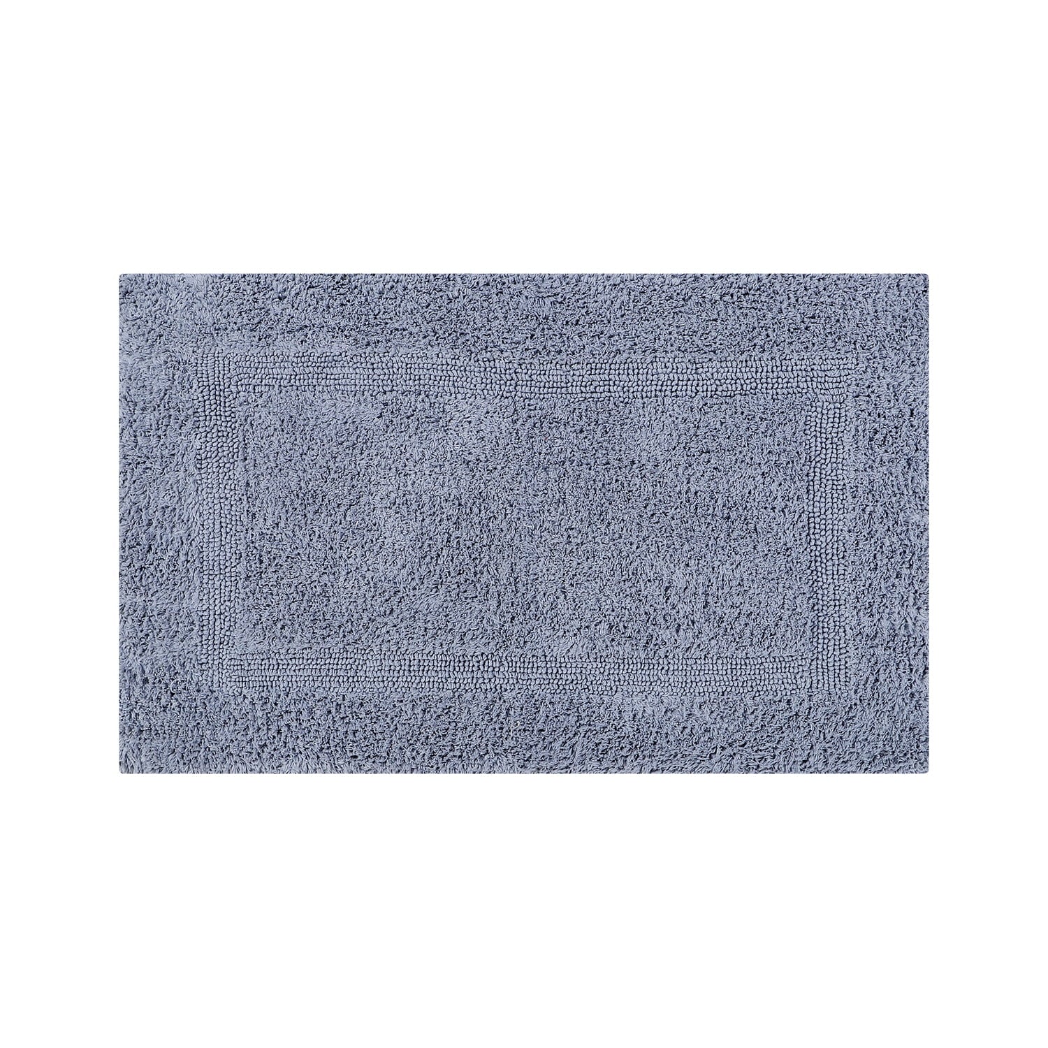 Better Trends 21" x 34" Premium Bathroom Rug Mat, 100% Cotton, Extra Soft Tufted Door Mat, Water Absorbent & Reversible Bath Mat (Silver) Lux Collection