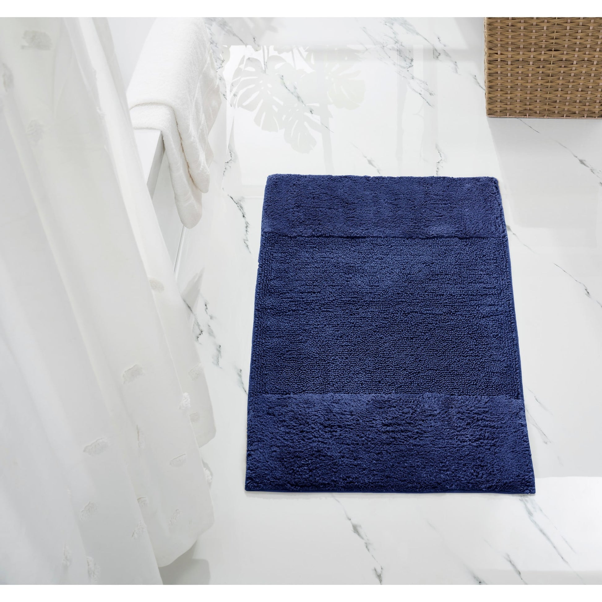 Better Trends 24" x 40" Bathroom Rug 100% Cotton, Soft Tufted Bath Mat, Water Absorbent & Non Slip Bath Rug (Navy) Granada Collection