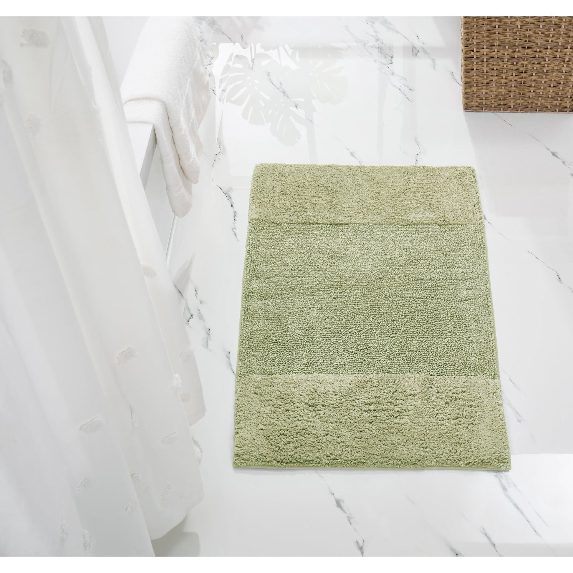 Better Trends 24" x 40" Bathroom Rug 100% Cotton, Soft Tufted Bath Mat, Water Absorbent & Non Slip Bath Rug (Sage) Granada Collection