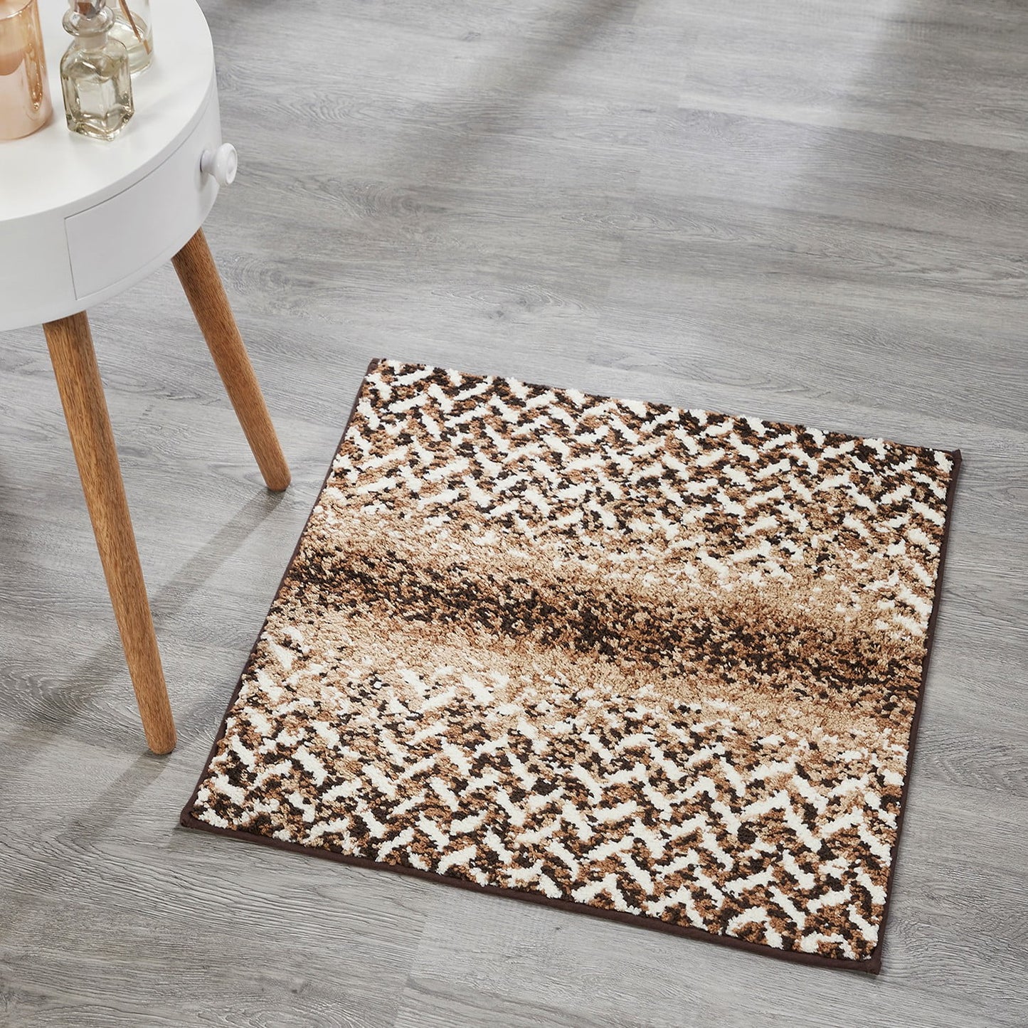 Better Trends Bath Rug 24" Square Bathroom Rug Mat Non-Slip Micro Polyester Bath Rugs for Bathroom Floor, Shower, Tub, Toilet Casablanca Collection - (Brown)