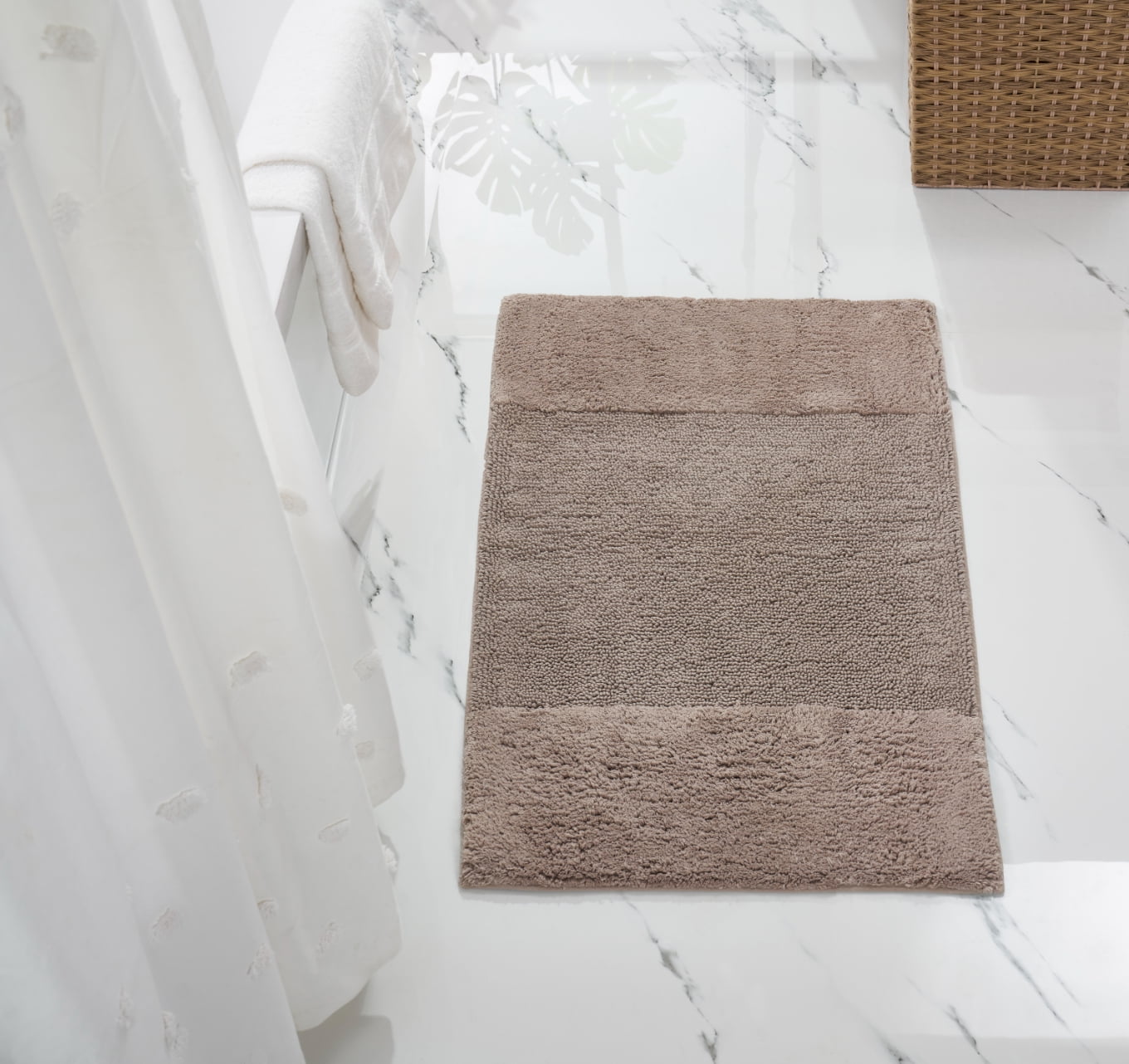 Better Trends 24" x 40" Bathroom Rug 100% Cotton, Soft Tufted Bath Mat, Water Absorbent & Spray Latex Backing Bathroom Rug (Beige) Granada Collection