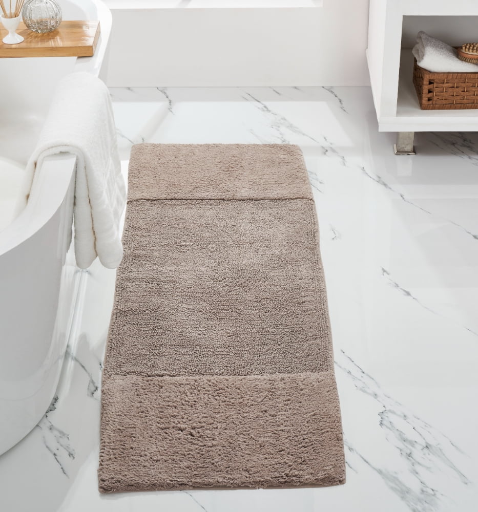 Better Trends 20" x 60" Bathroom Runner Mat 100% Cotton, Extra Soft Tufted Bath Rug, Water Absorbent & Non Slip, Solid Pattern, Beige Granada Collection