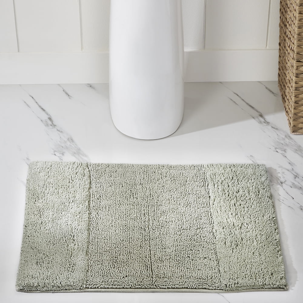 Better Trends 17" x 24" Bathroom Rug 100% Cotton Bath Rug Water Absorbent & Spray Latex Backing Bath Mat (Dark Sage) Granada Collection