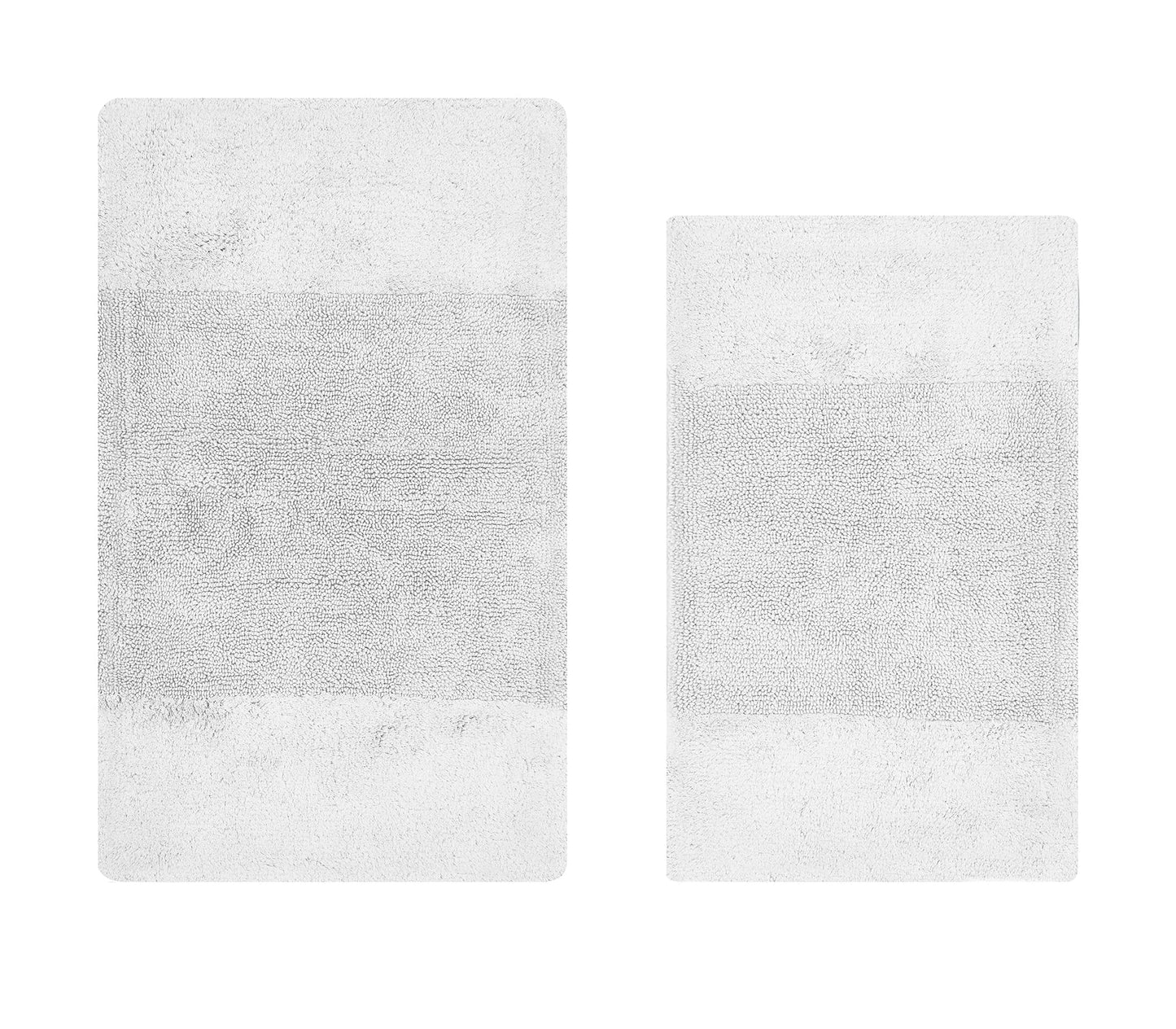 Better Trends 2 Piece Bathroom Rug Set, 100% Cotton, Extra Soft Tufted Bath Mat, Water Absorbent & Non Slip Bath Rug, (White) Granada Collection