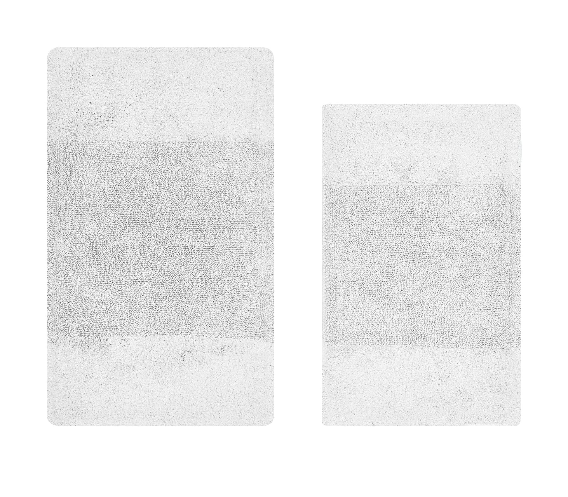 Better Trends 2 Piece Bathroom Rug Set, 100% Cotton, Extra Soft Tufted Bath Mat, Water Absorbent & Non Slip Bath Rug, (White) Granada Collection
