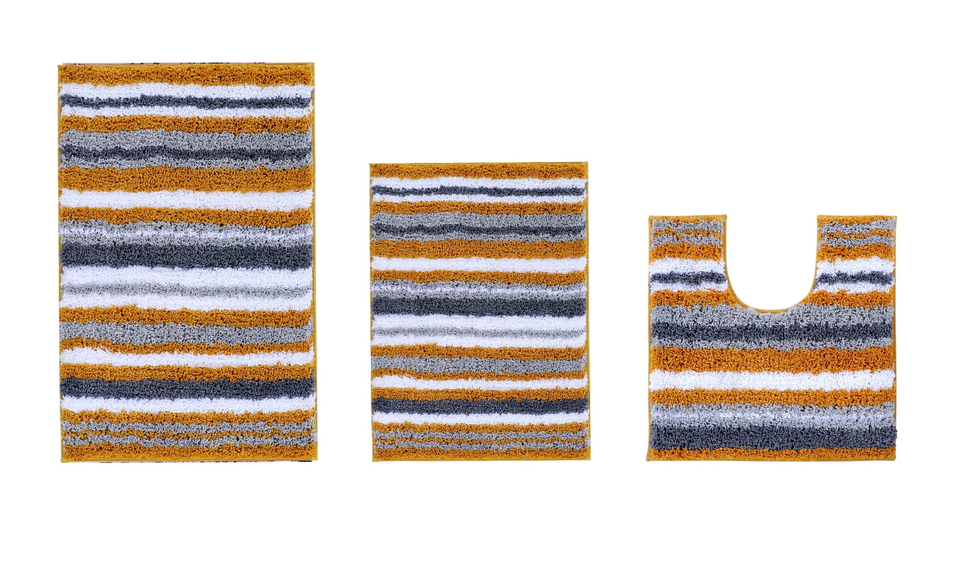 Better Trends 3 Piece Bathroom Rug Set 100% Polyester Soft Water Absorbent Non Slip Bath Mat Machine Washable Rug Griffie Collection - Yellow