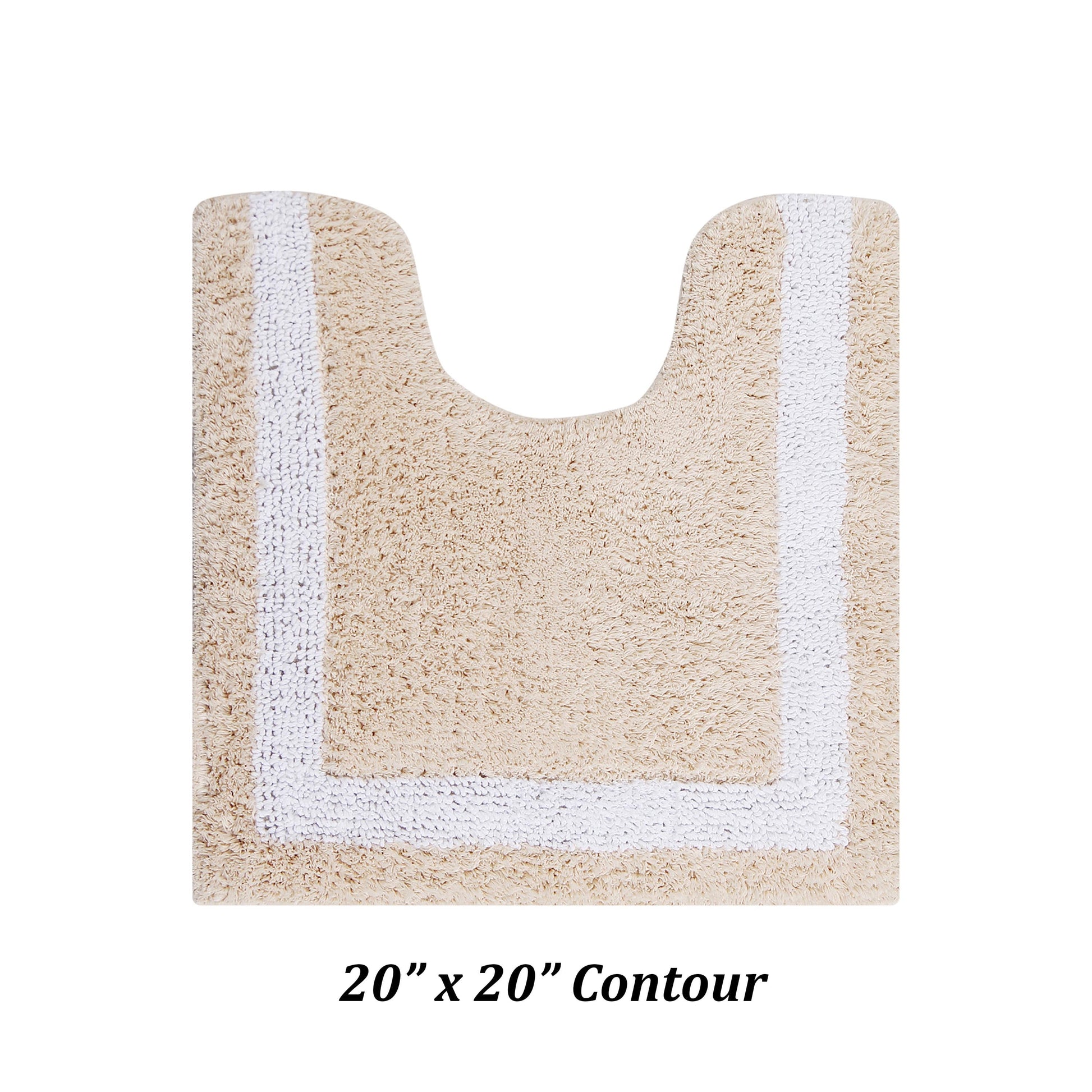 Better Trends 20" x 20" U-Shape Toilet Rug 100% Cotton, Extra Soft Mat for Bathroom Floor Decor, Water Absorbent, Reversible Machine Washable, Contour Rug Hotel Multi Collection - Sand/White